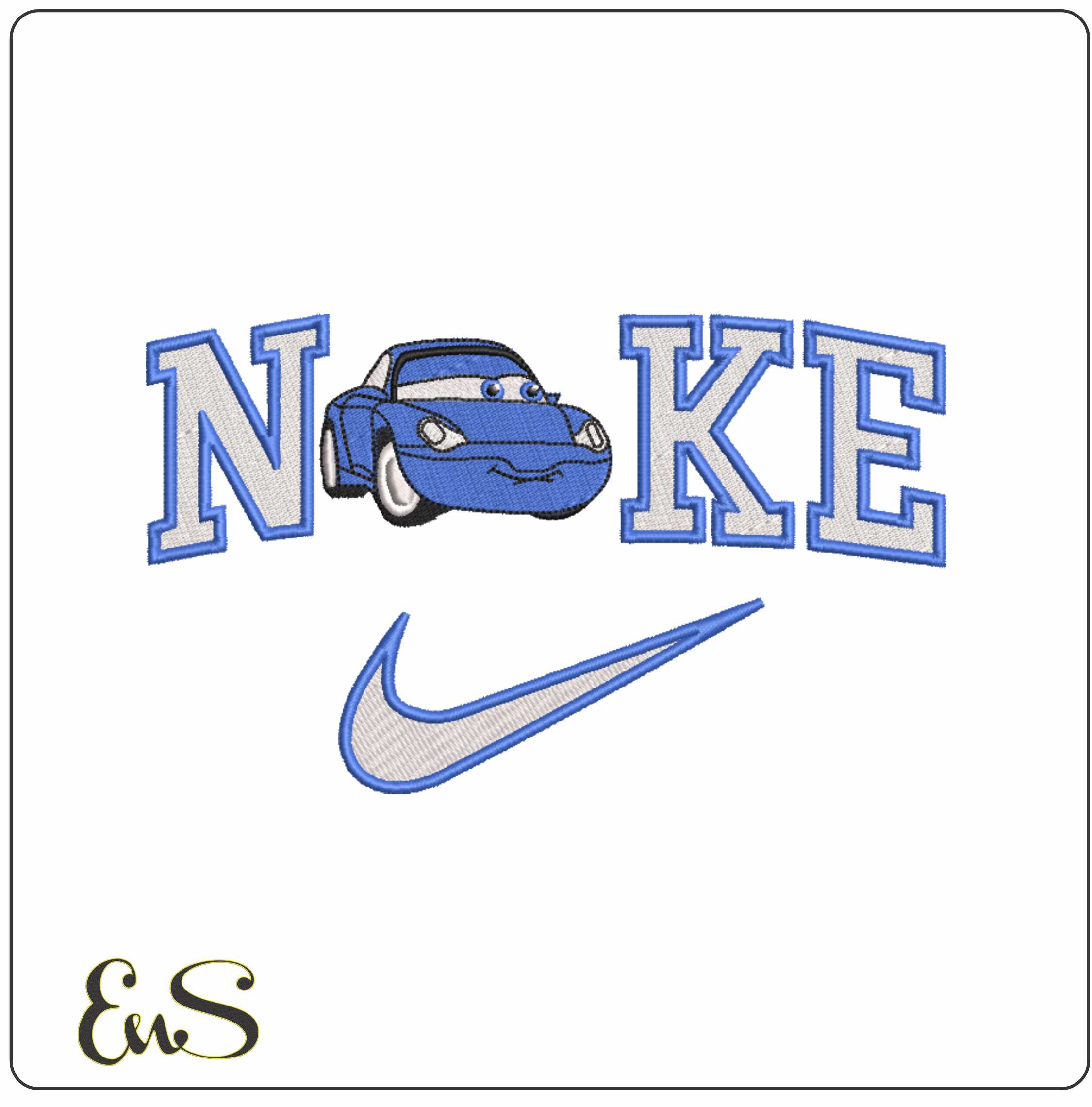 Nike Swoosh Cars - Sally Carrera - Nike embroidery design file - instant download in a frame