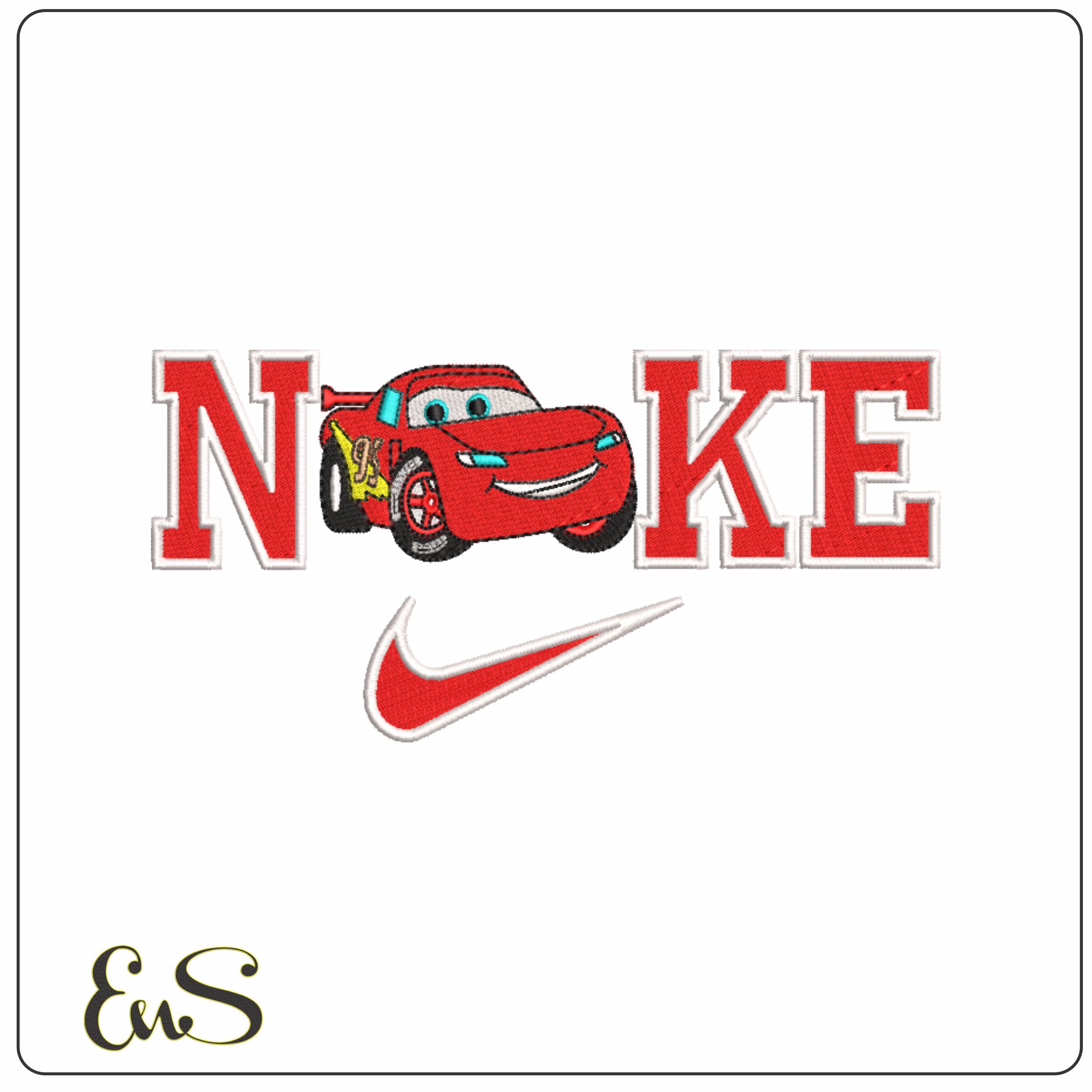 Nike Swoosh Cars - Lightning McQueen - Nike embroidery design file - instant download in a frame