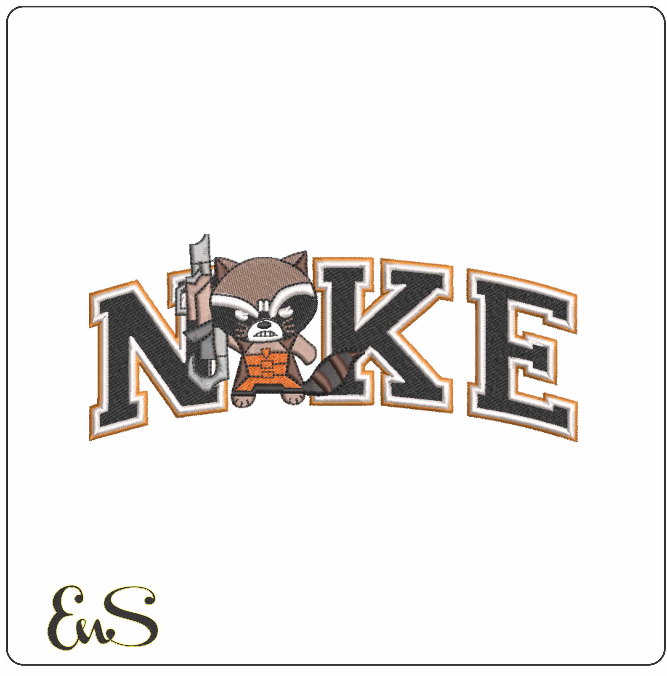 Nike Swoosh Guardians of the Galaxy - Rocket Raccoon - Nike embroidery design file - instant download