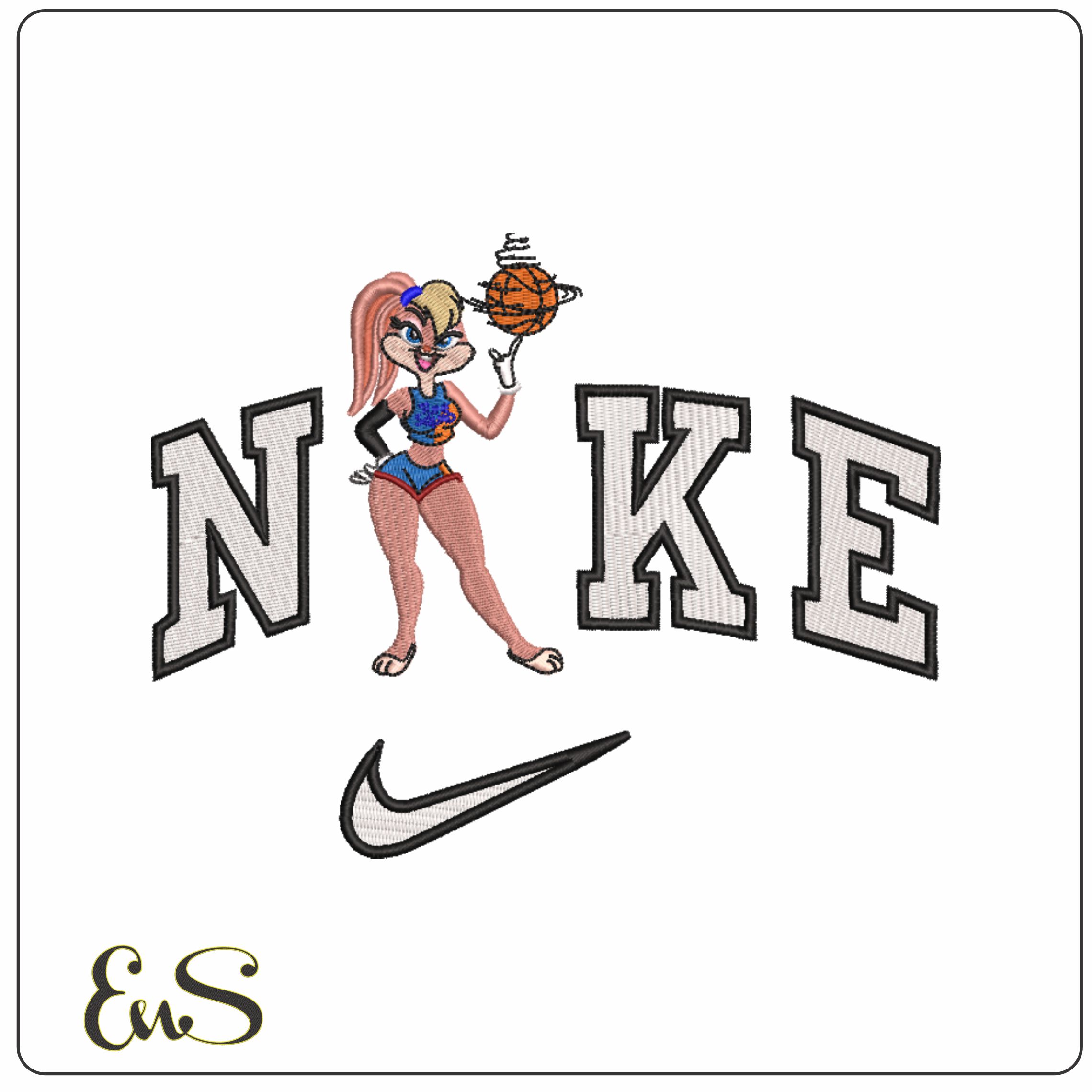 Nike Swoosh Space Jam Ms Buggs Bunny - Nike embroidery design file - instant download