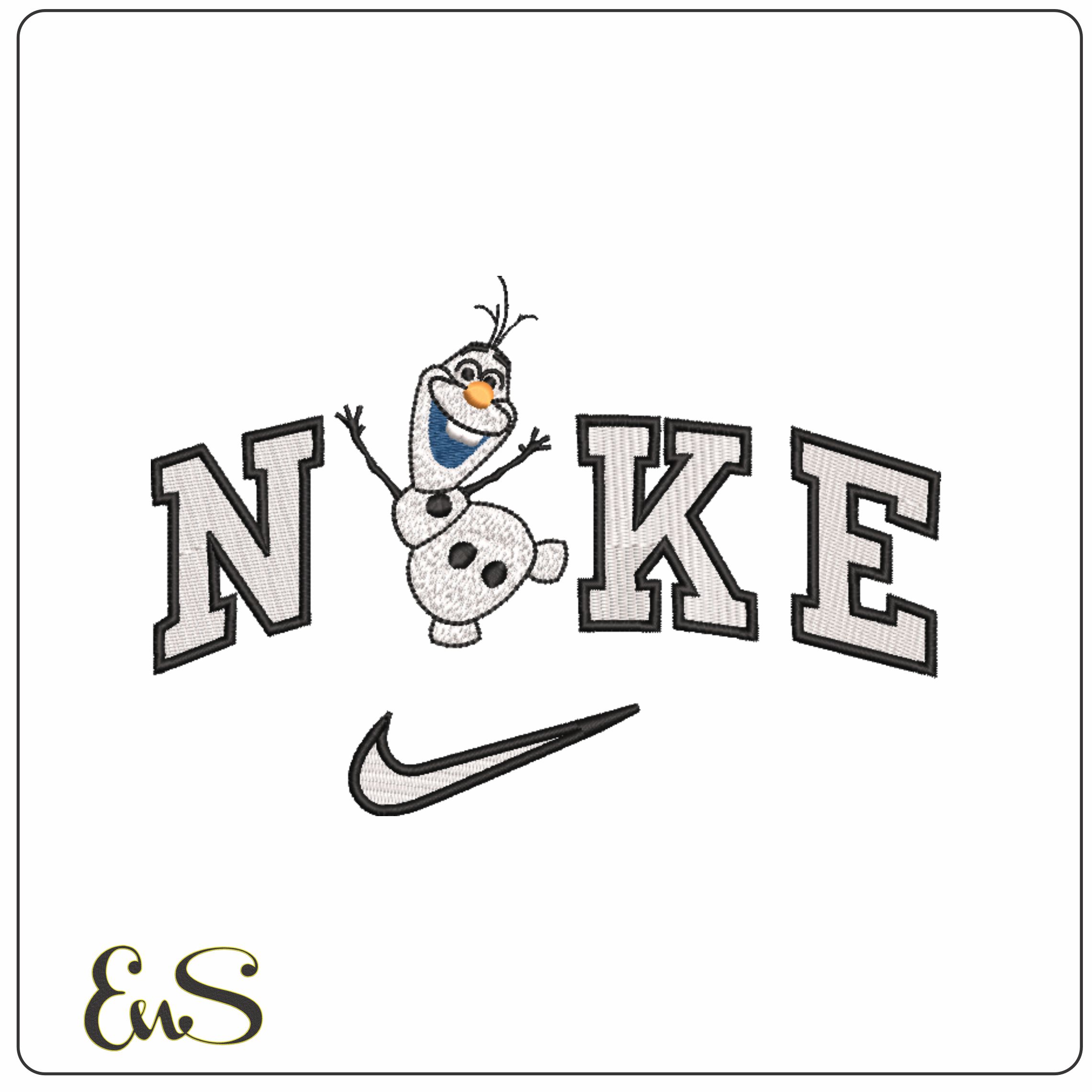 Nike Swoosh Olaf Frozen - Nike embroidery design file - instant download