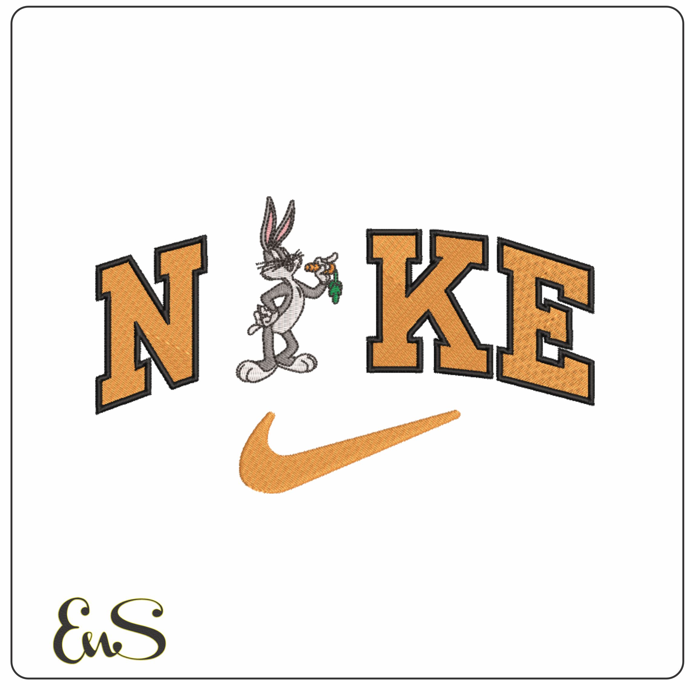 Nike Swoosh Buggs Bunny - Nike embroidery design file - instant download
