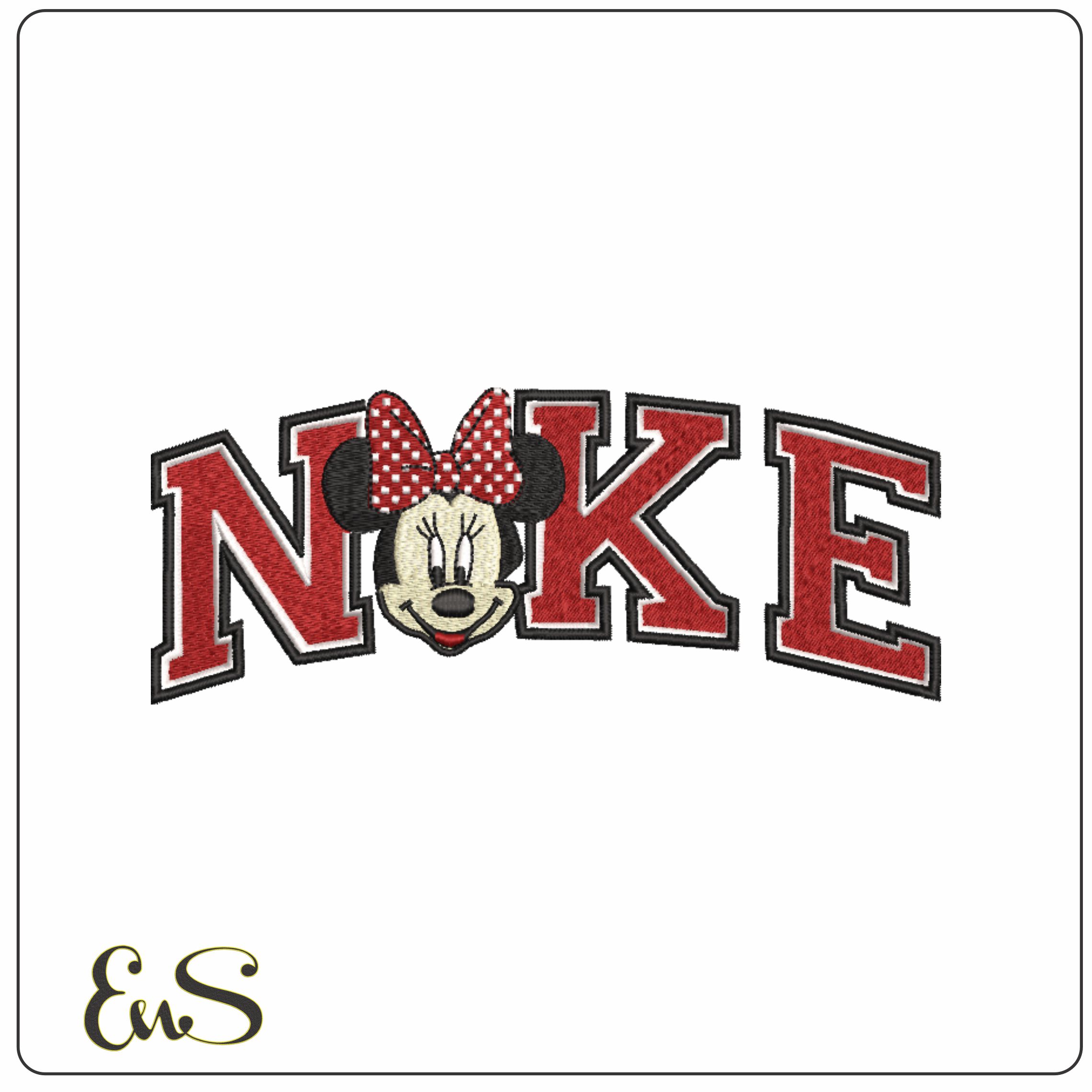 Nike Swoosh Minnie Head Mouse - Xmas embroidery design file - instant download in a frame