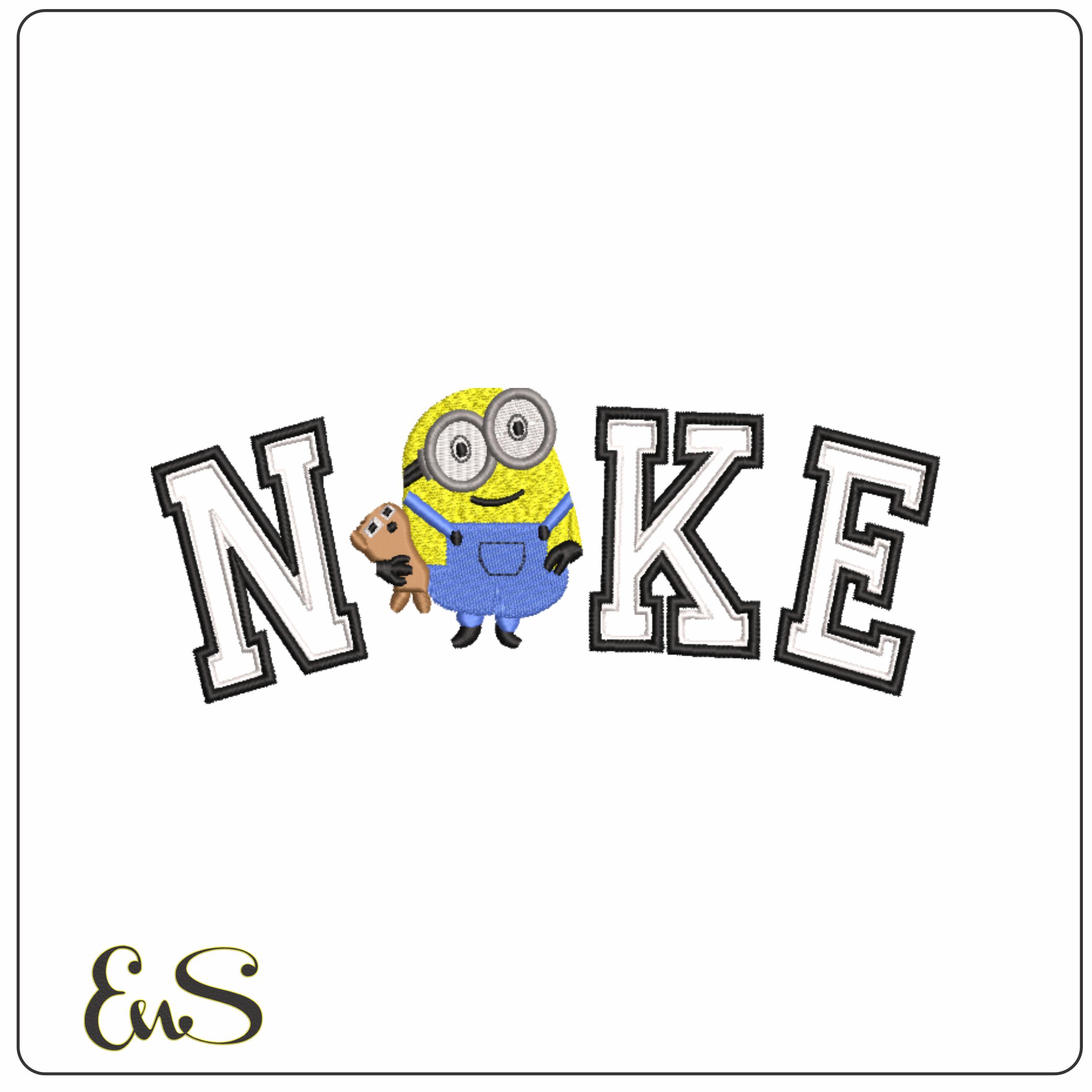 Nike Swoosh Minions with Teddy - Nike Despicable Me design file - instant download in a frame