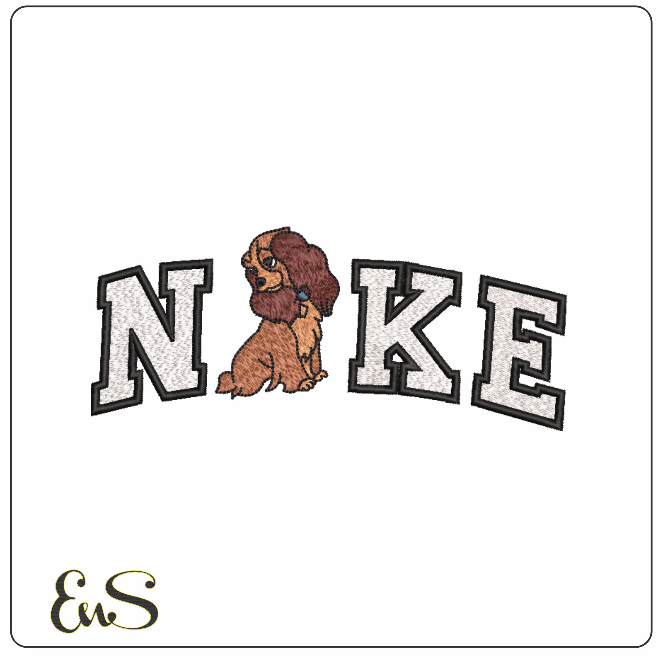 Nike Swoosh Lady and the Tramp - Disney embroidery design file - instant download