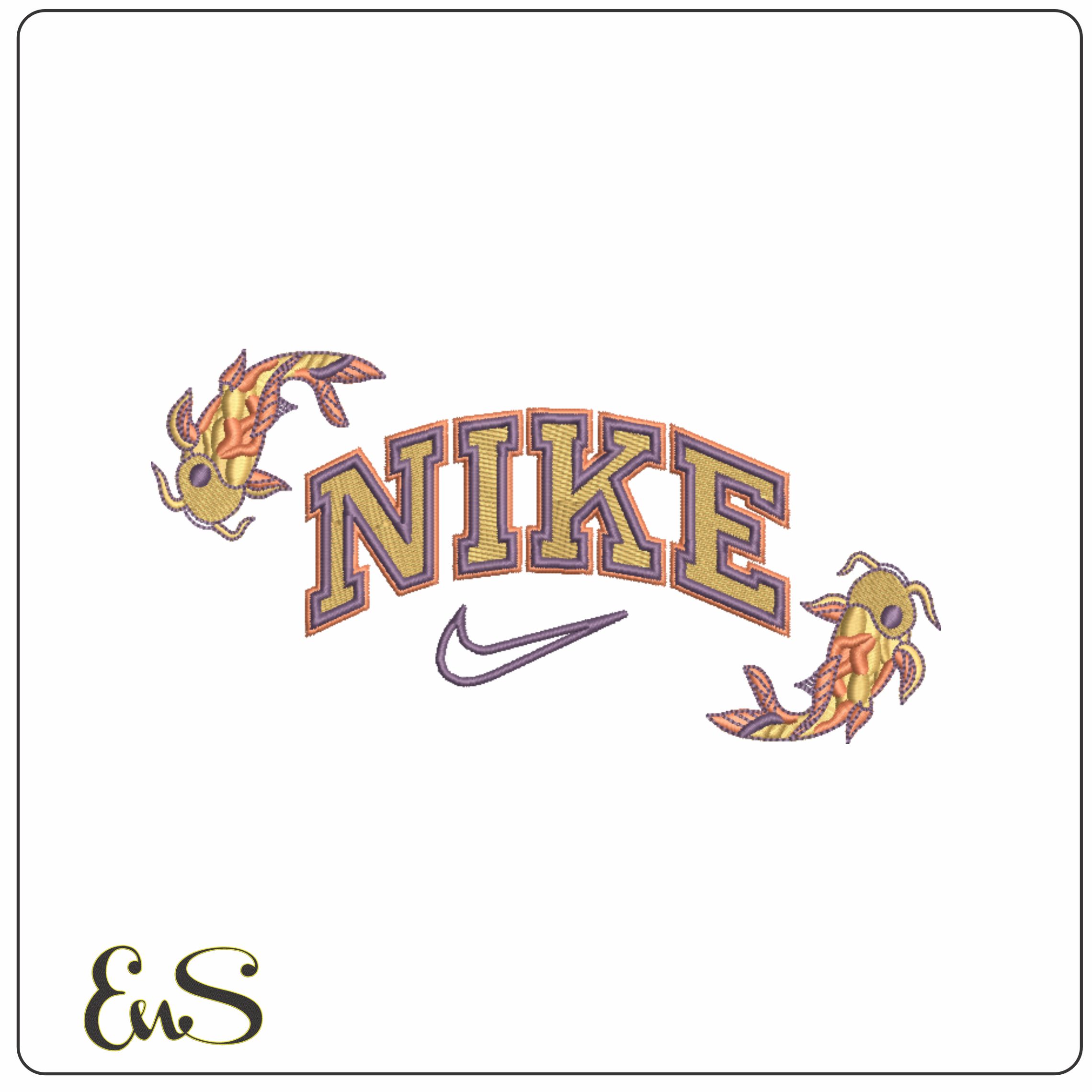Nike Swoosh Koi Ying Yang - Nike embroidery design file - instant download