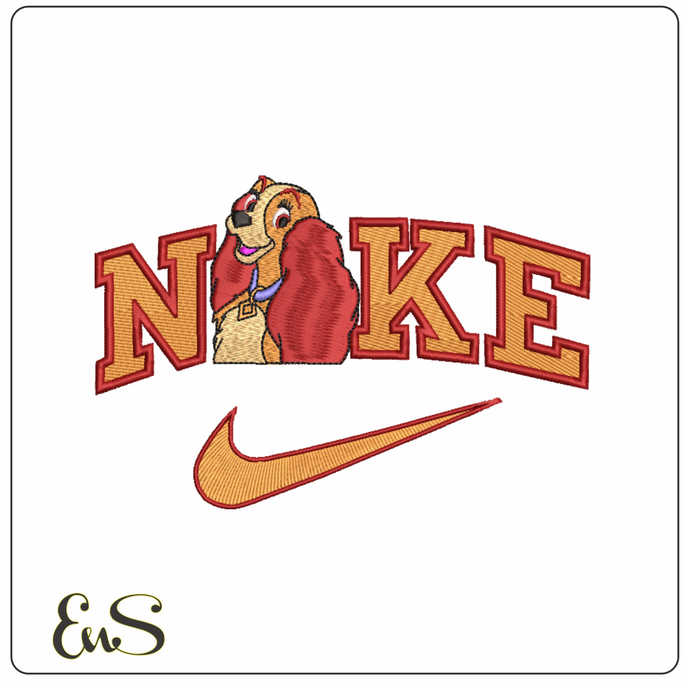 Nike Swoosh Lady and the Tramp - Disney embroidery design file - instant download