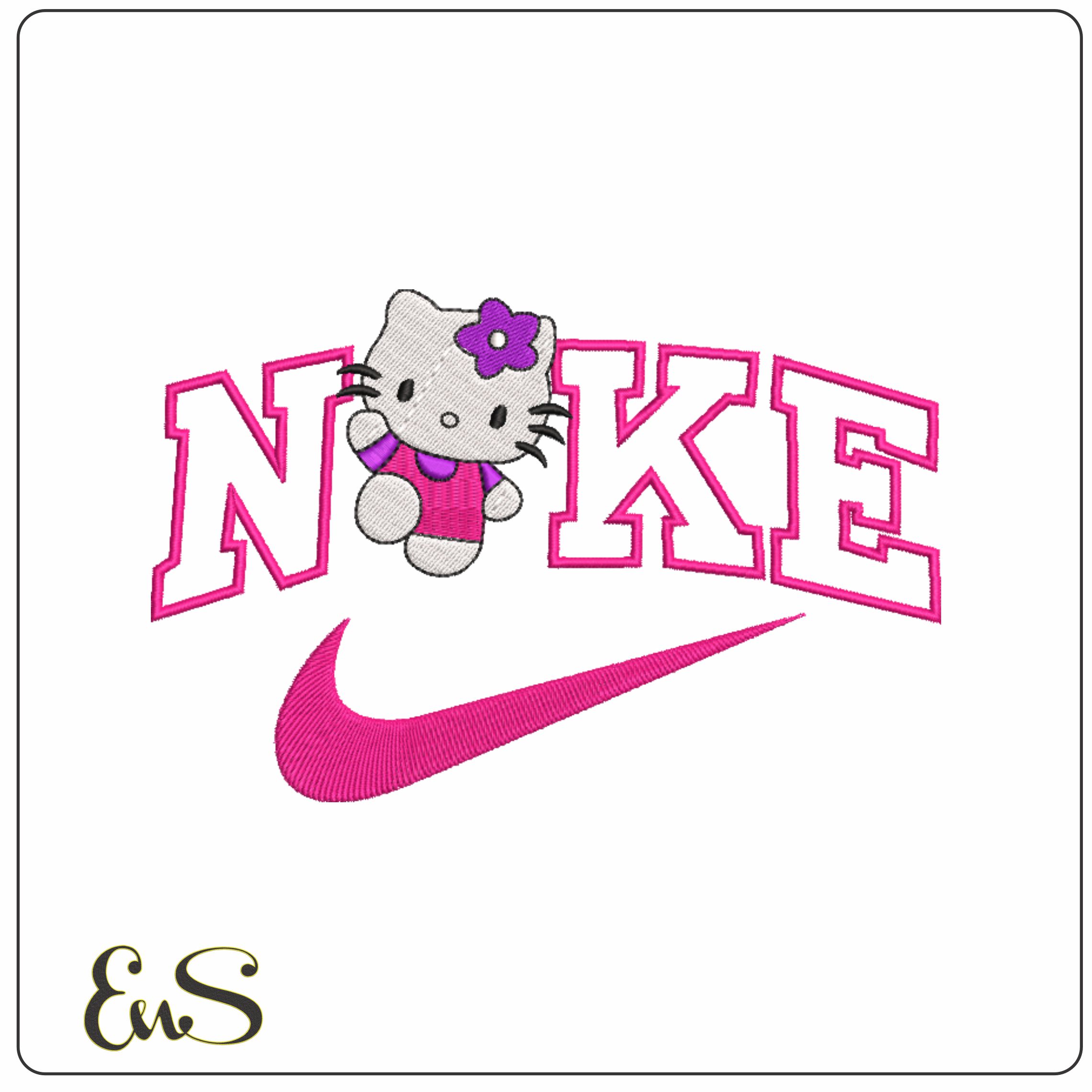 Nike Swoosh Hello Kitty - embroidery design file - instant download