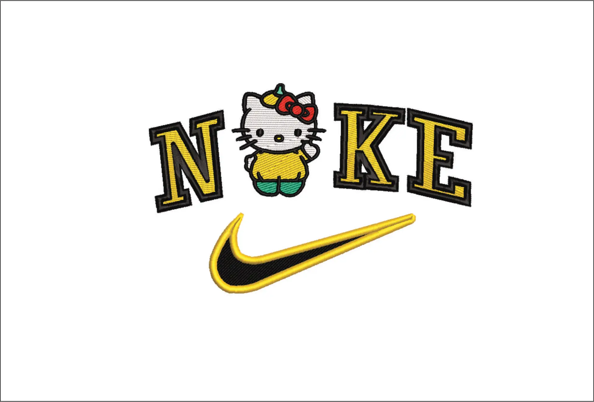 Nike Swoosh Hello Kitty Sweetcorn- embroidery design file - instant download