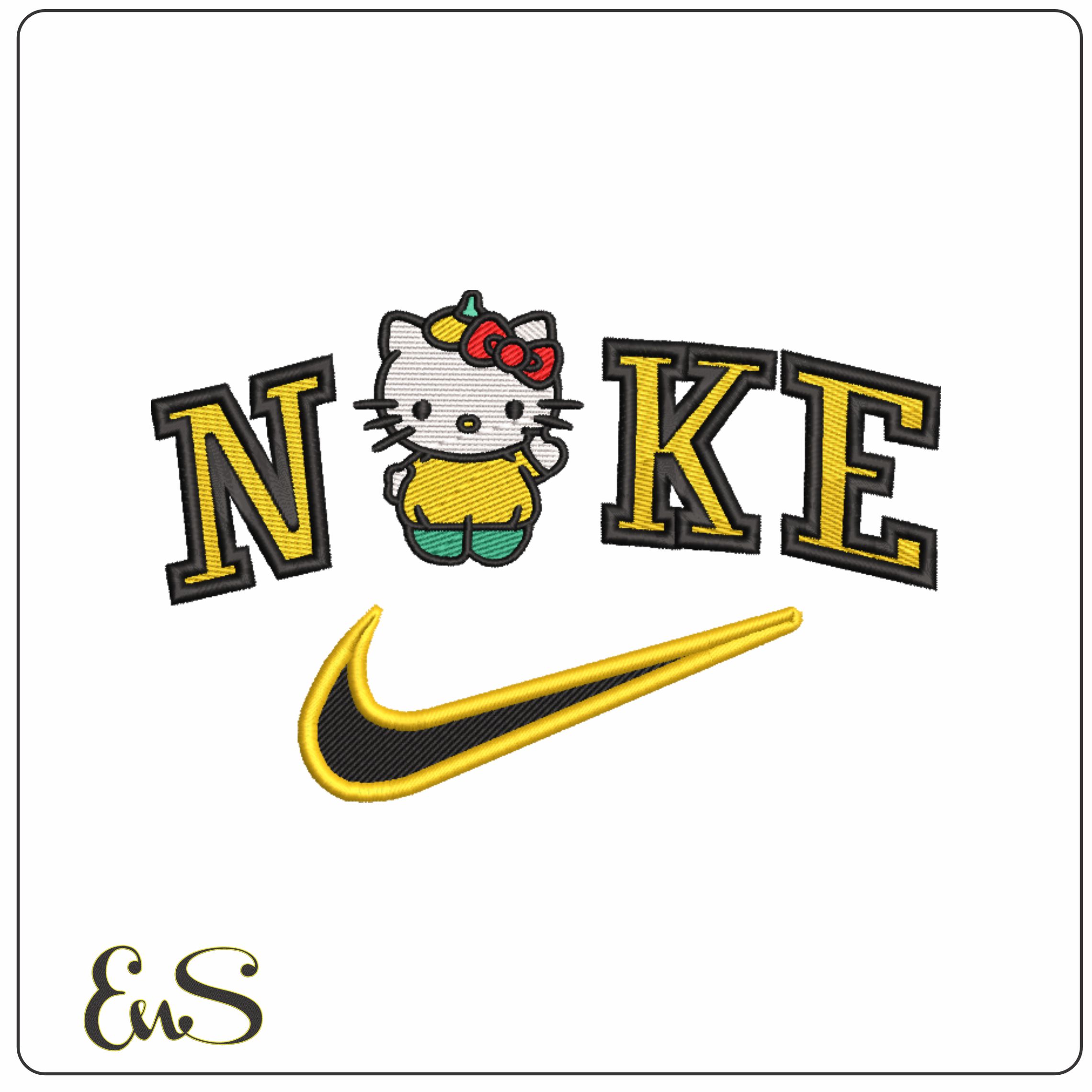 Nike Swoosh Hello Kitty Sweetcorn- embroidery design file - instant download