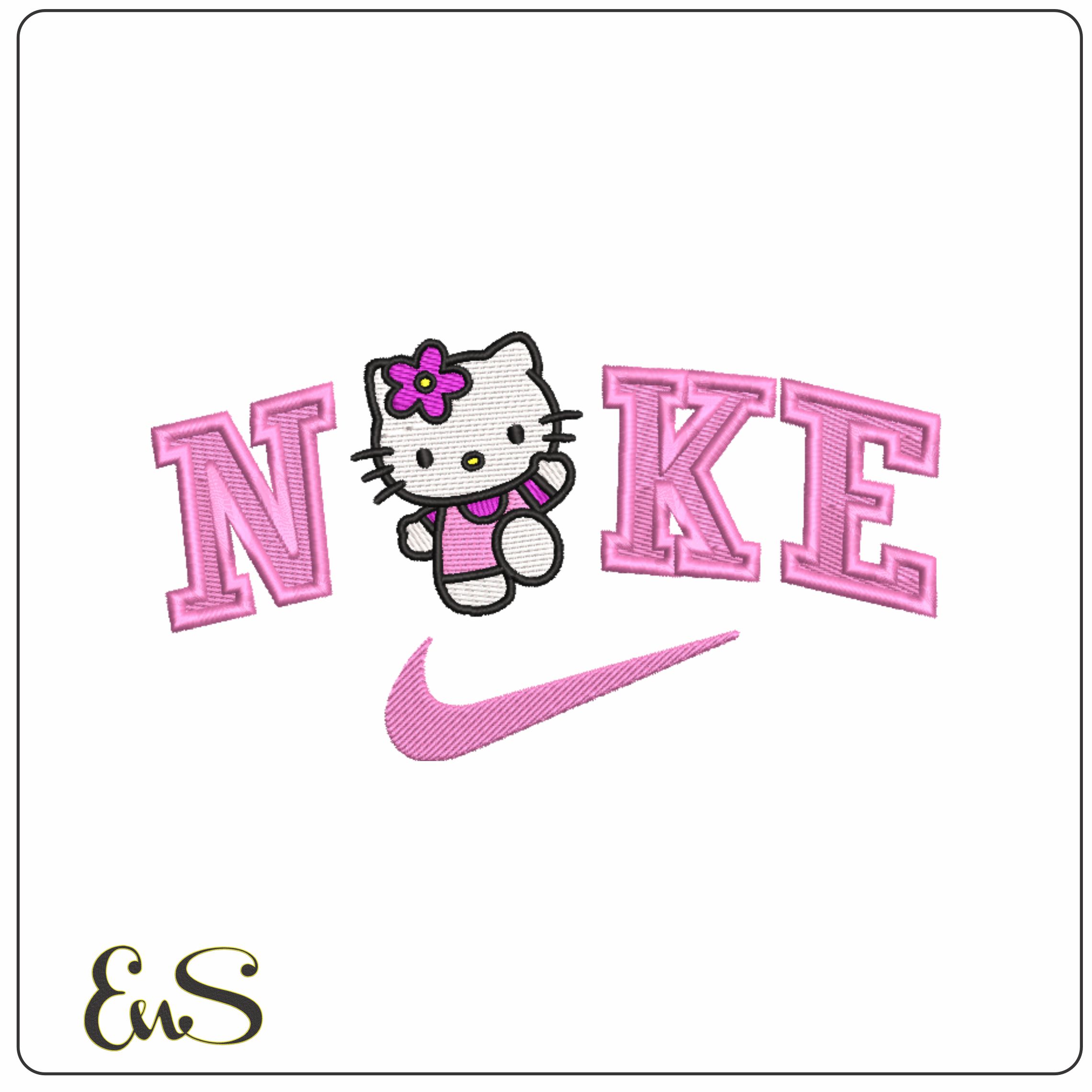 Nike Swoosh Hello Kitty Skip- embroidery design file - instant download
