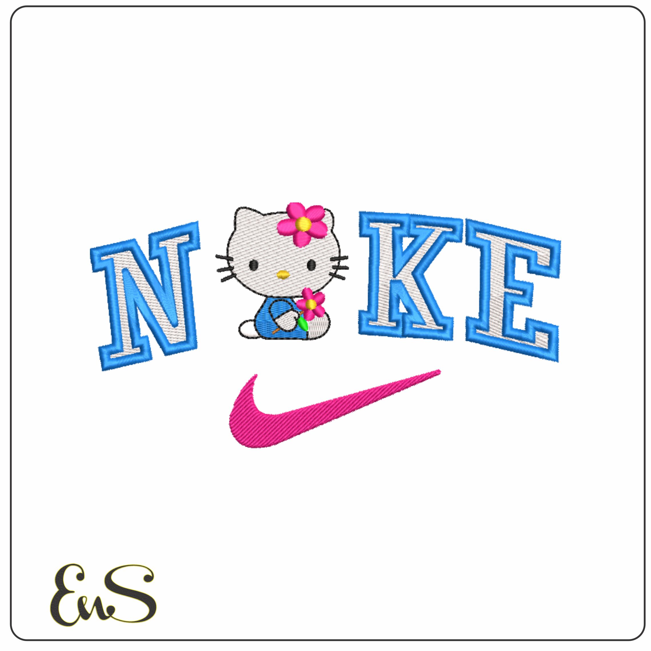 Nike Swoosh Hello Kitty PJ's - embroidery design file - instant download