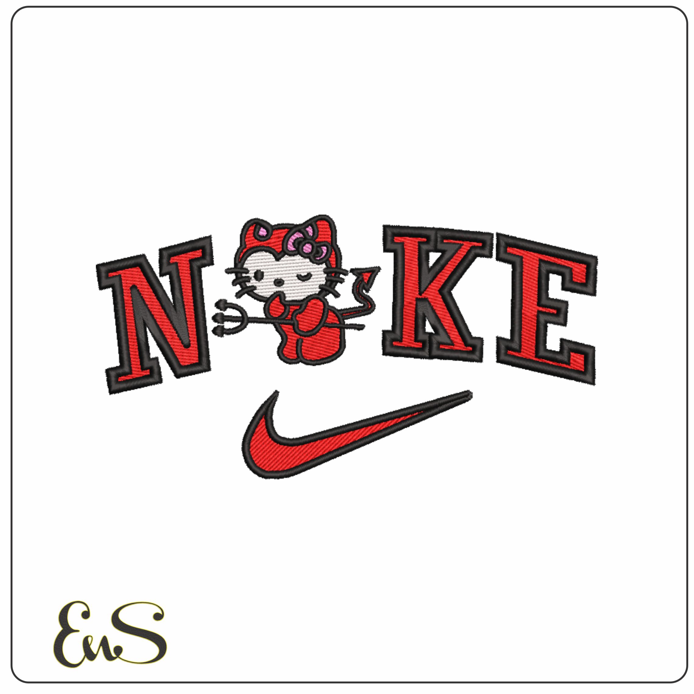 Nike Swoosh Hello Kitty Little Devil - embroidery design file - instant download
