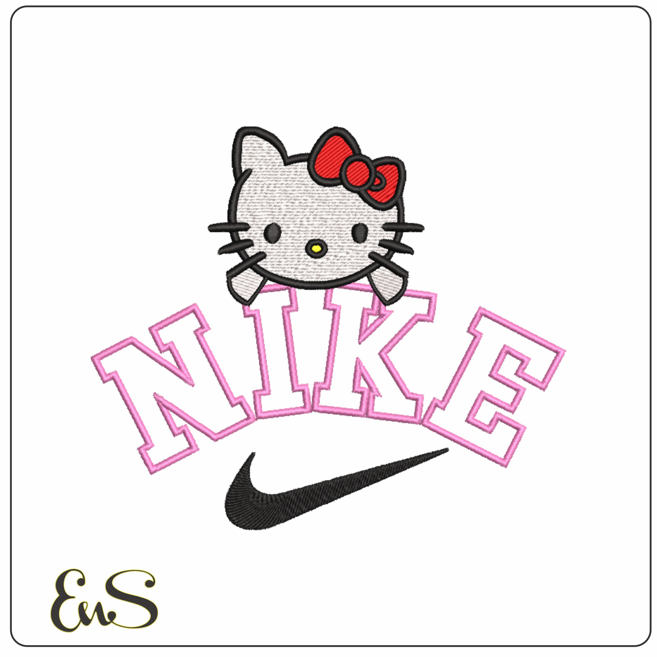 Nike Swoosh Hello Kitty Head - embroidery design file - instant download