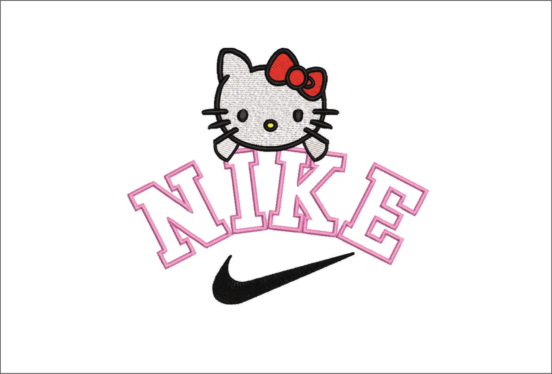 Nike Swoosh Hello Kitty Head - embroidery design file - instant download