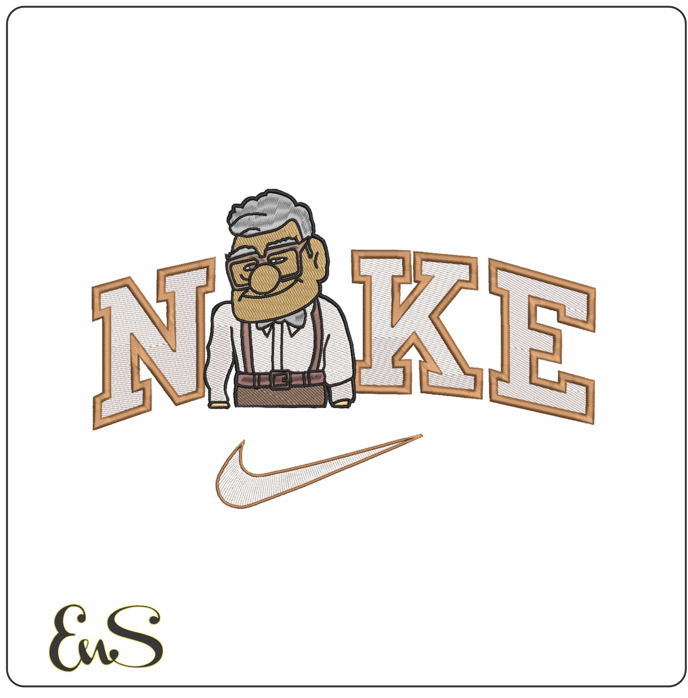 Nike Swoosh Up Grandad Carl - Disney Cartoon embroidery design file - instant download