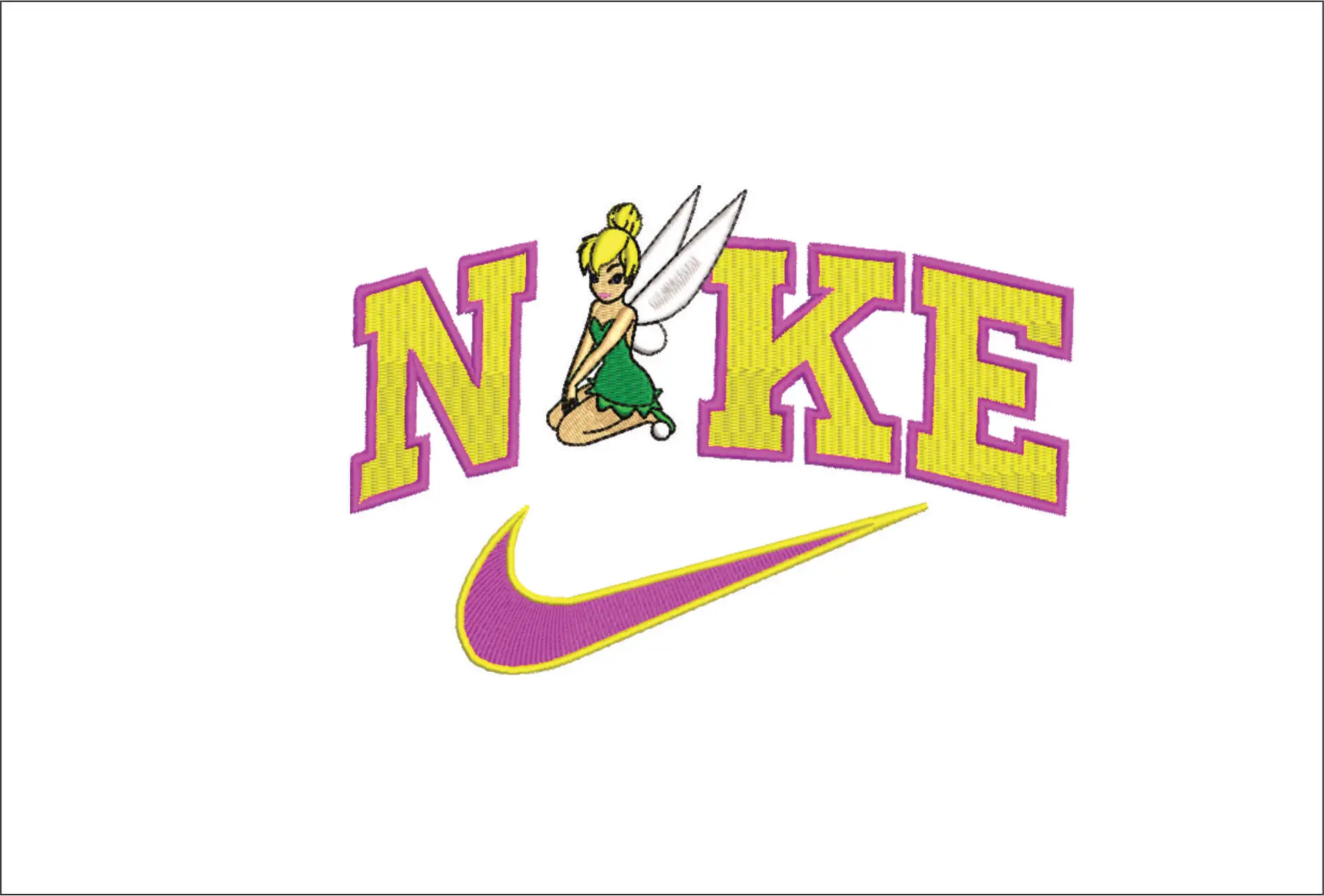 Nike Swoosh Tinkerbell - Disney - Peter Pan Cartoon embroidery design file - instant download