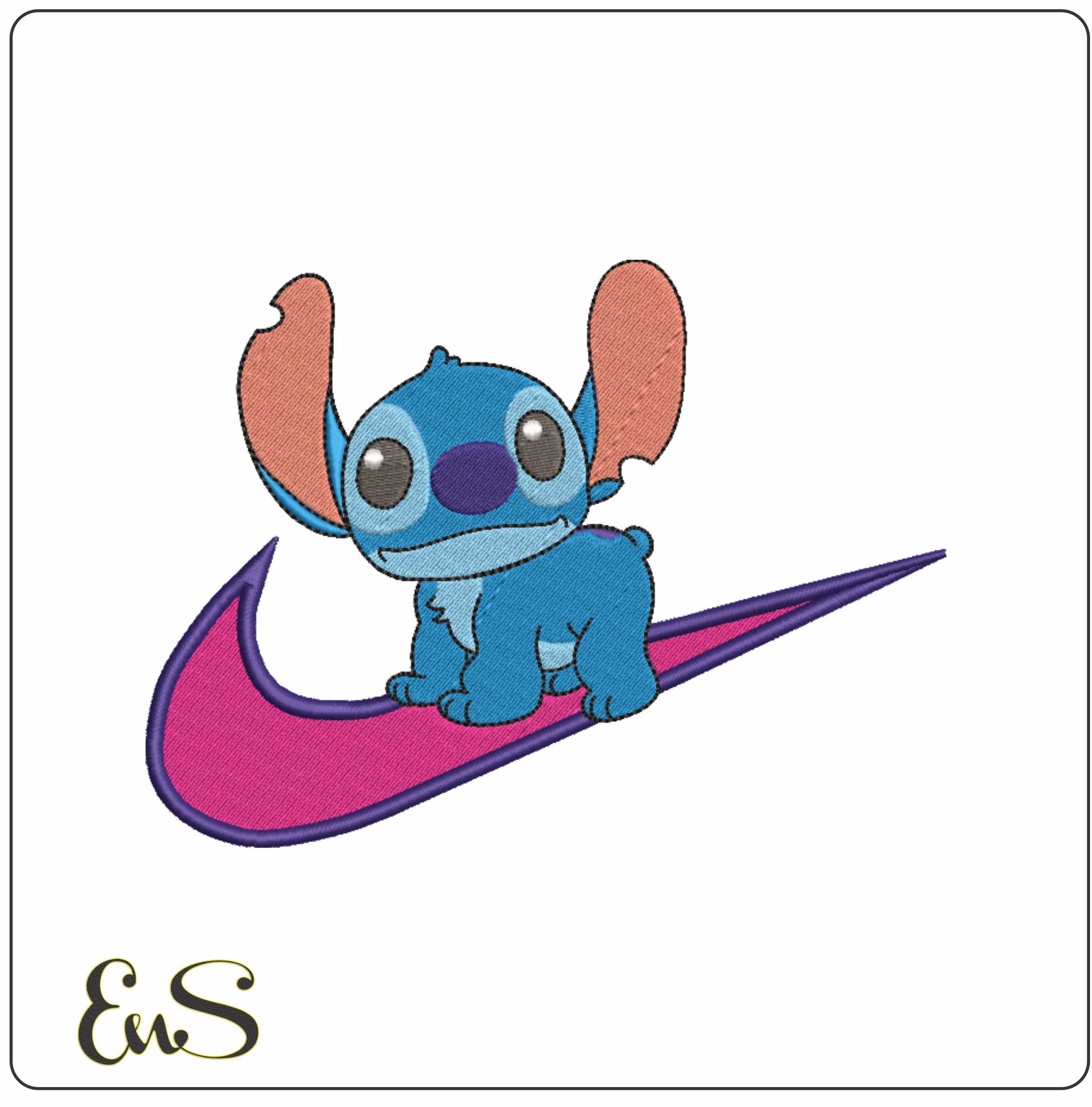 Nike Swoosh Stitch on all 4 Paws- Nike embroidery design file - instant download