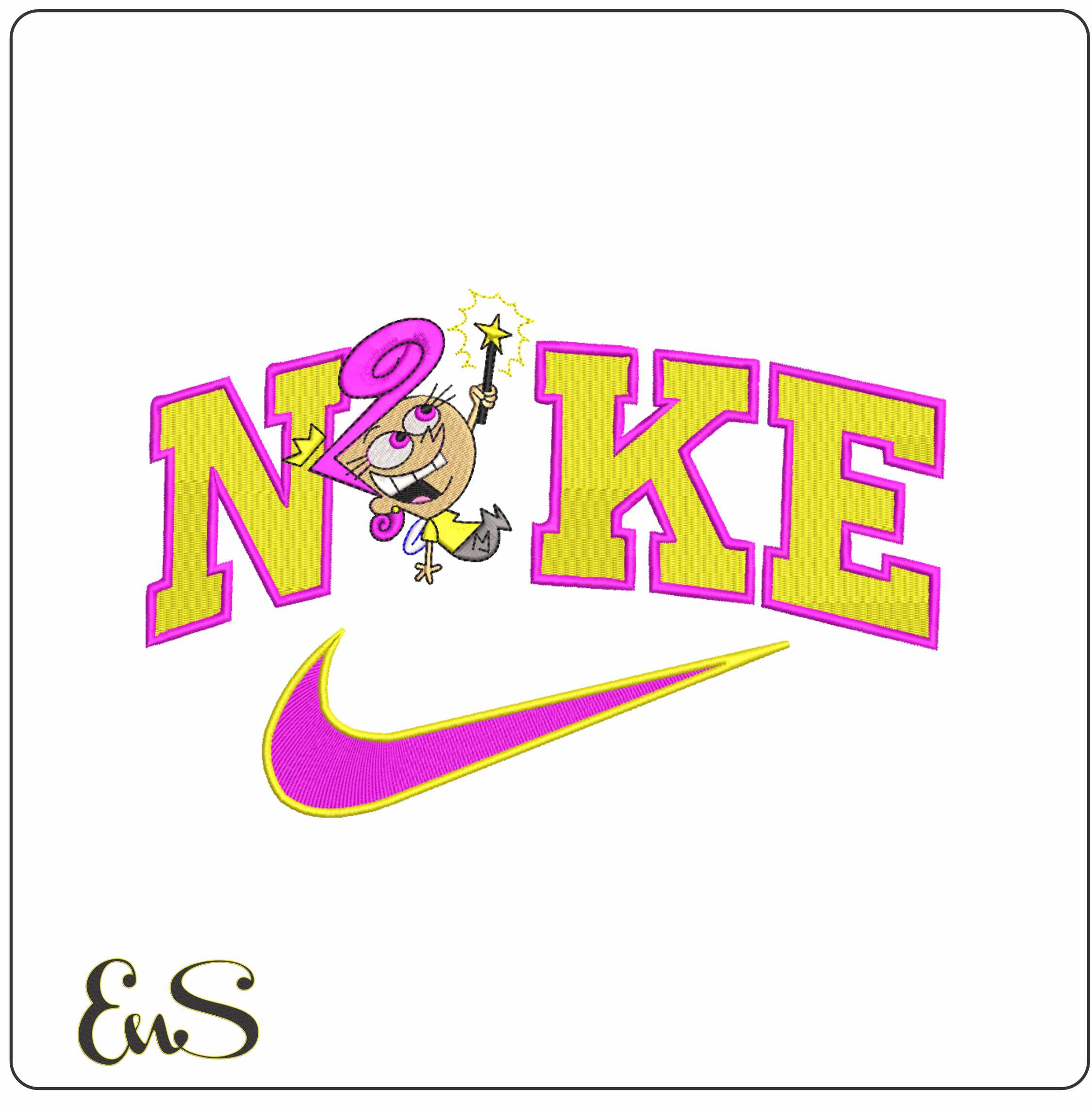 Nike Swoosh The Fairly odd Parents - Wanda Cartoon embroidery design file - instant download