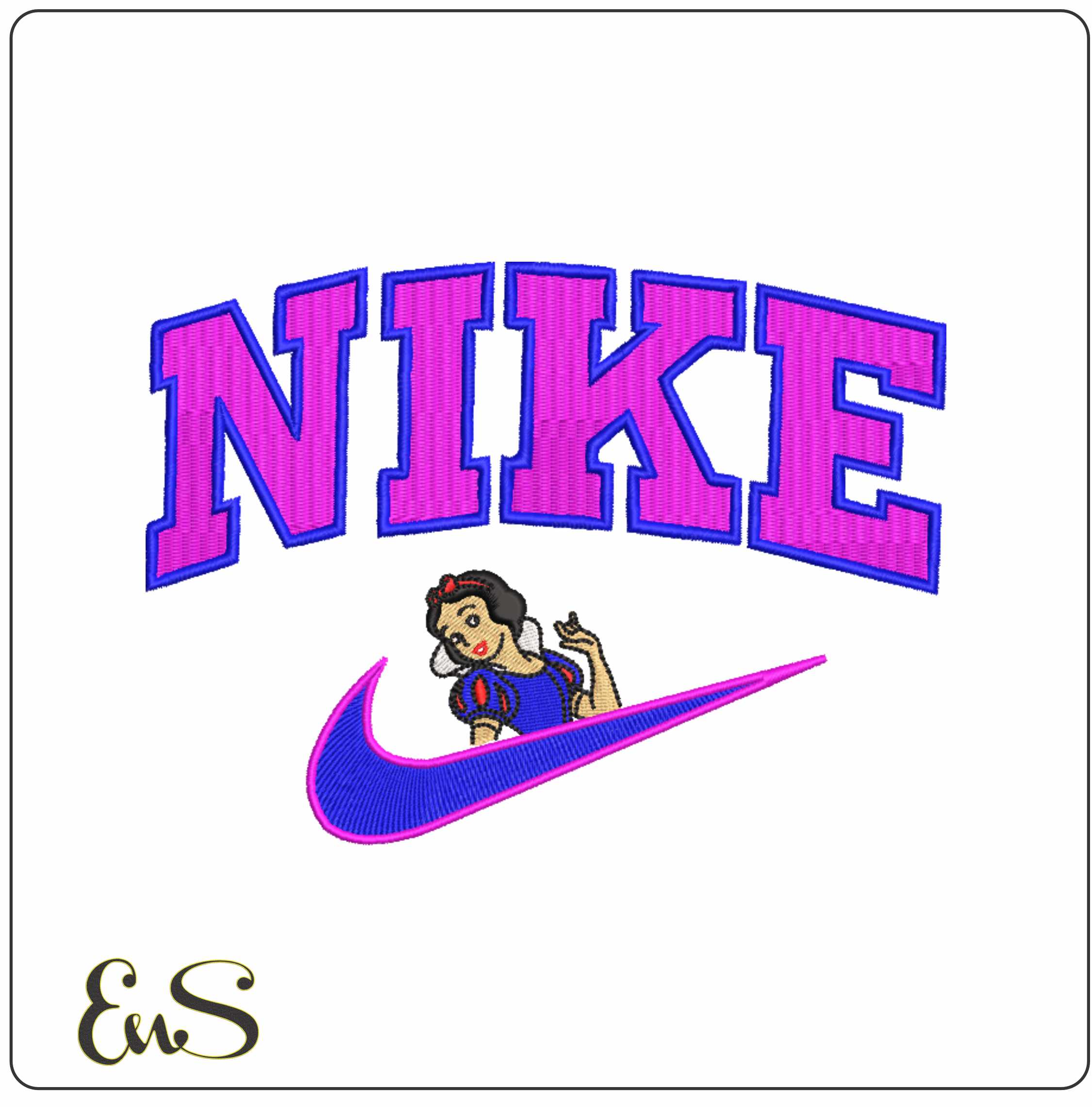 Nike Swoosh Snow White - Disney Cartoon embroidery design file - instant download