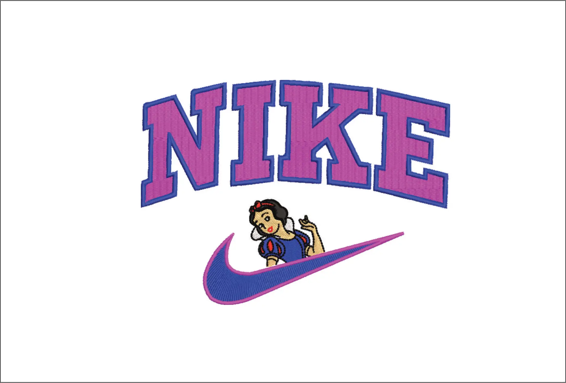 Nike Swoosh Snow White - Disney Cartoon embroidery design file - instant download