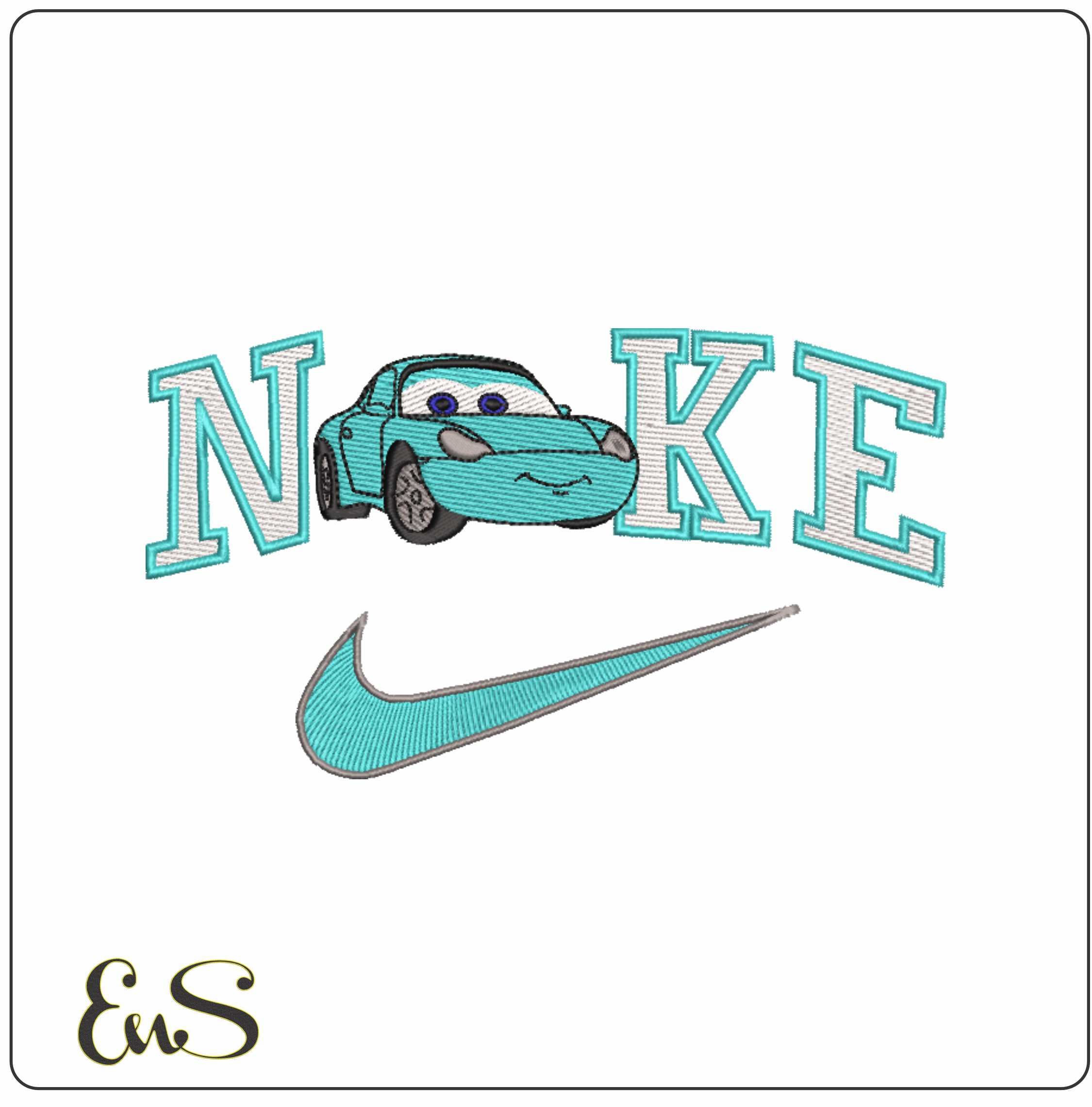 Nike Swoosh Cars - Sally Carrera - Nike embroidery design file - instant download