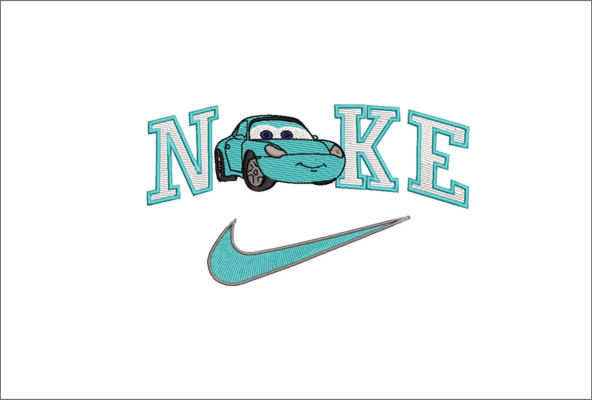 Nike Swoosh Cars - Sally Carrera - Nike embroidery design file - instant download