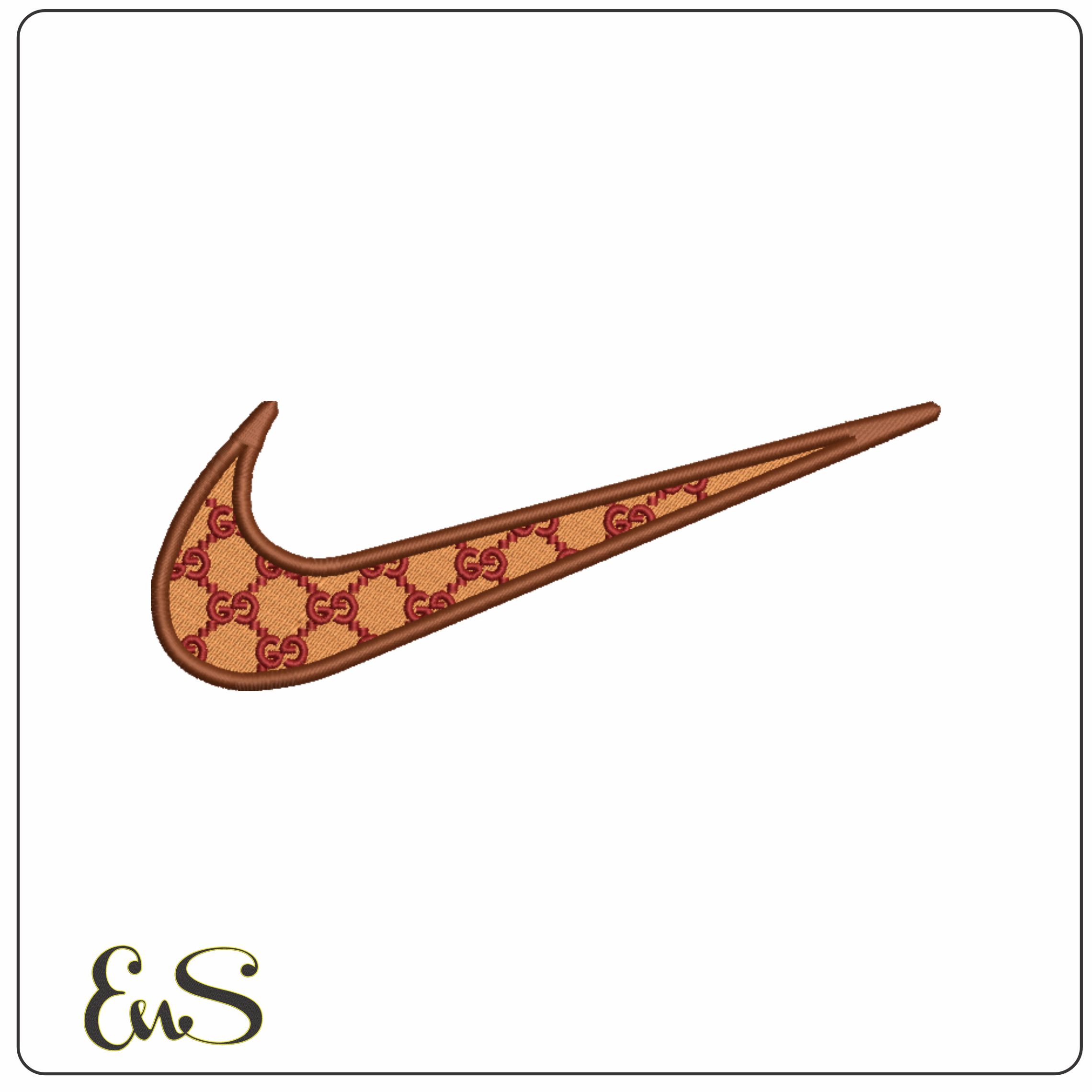 Nike Swoosh Gucci - Cartoon embroidery design file - instant download