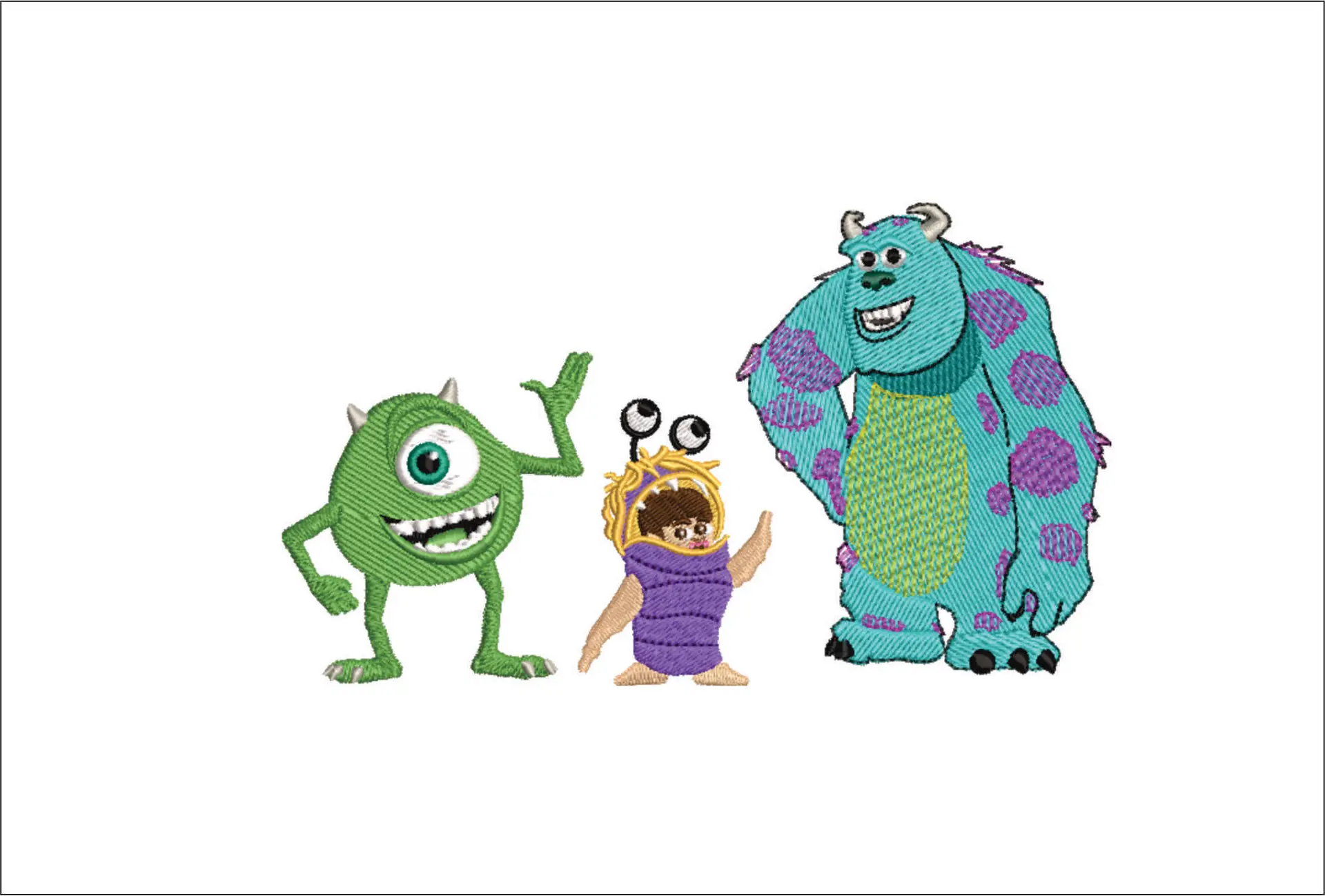 Mike, Boo and Sulley - Nike Monsters Inc design file - instant download