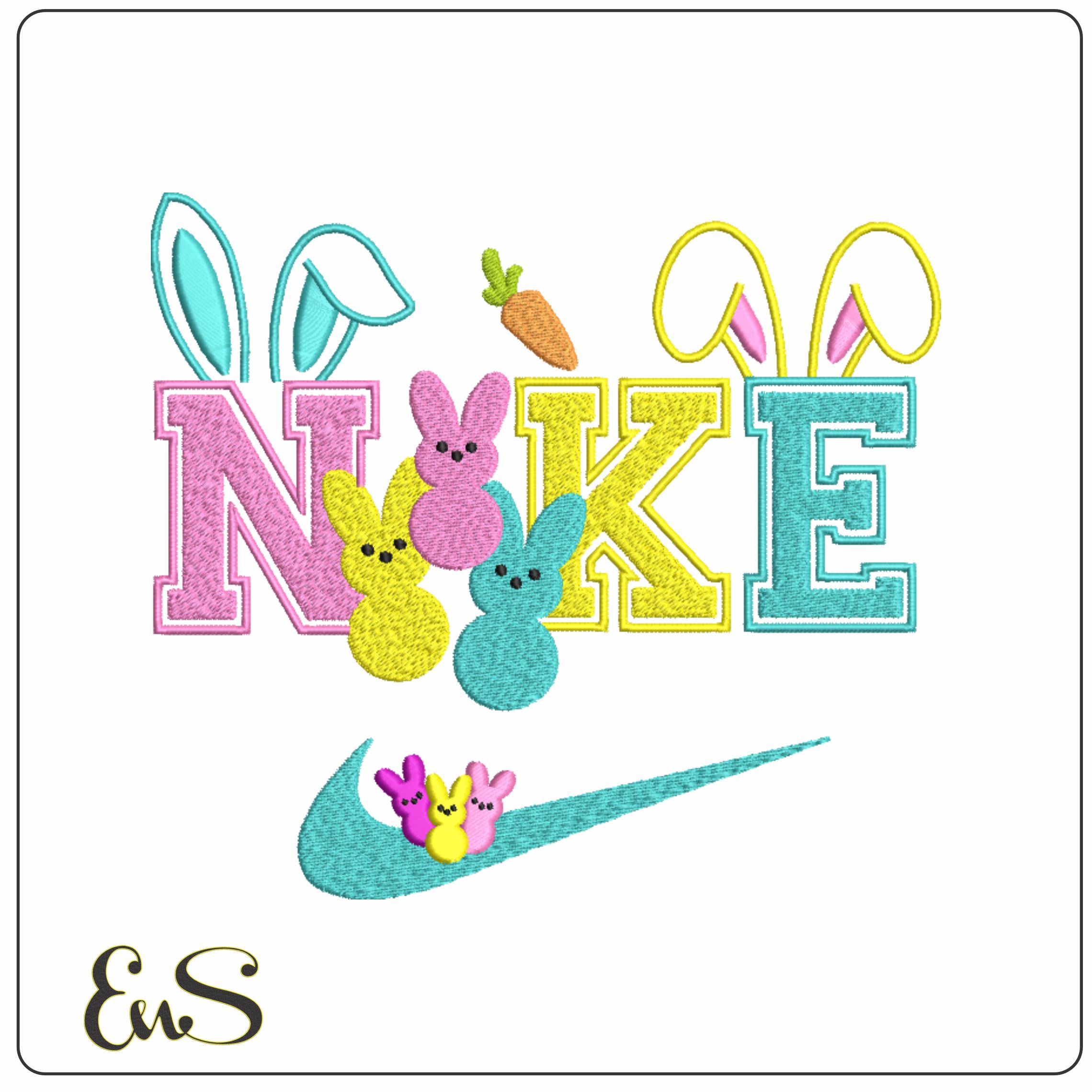 Nike Swoosh Easter Bunny - Cartoon embroidery design file - instant download