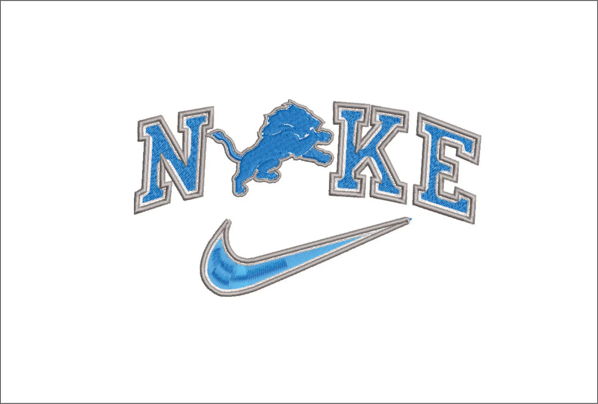 Nike Swoosh Detroit Lions - NFL embroidery design file - instant download
