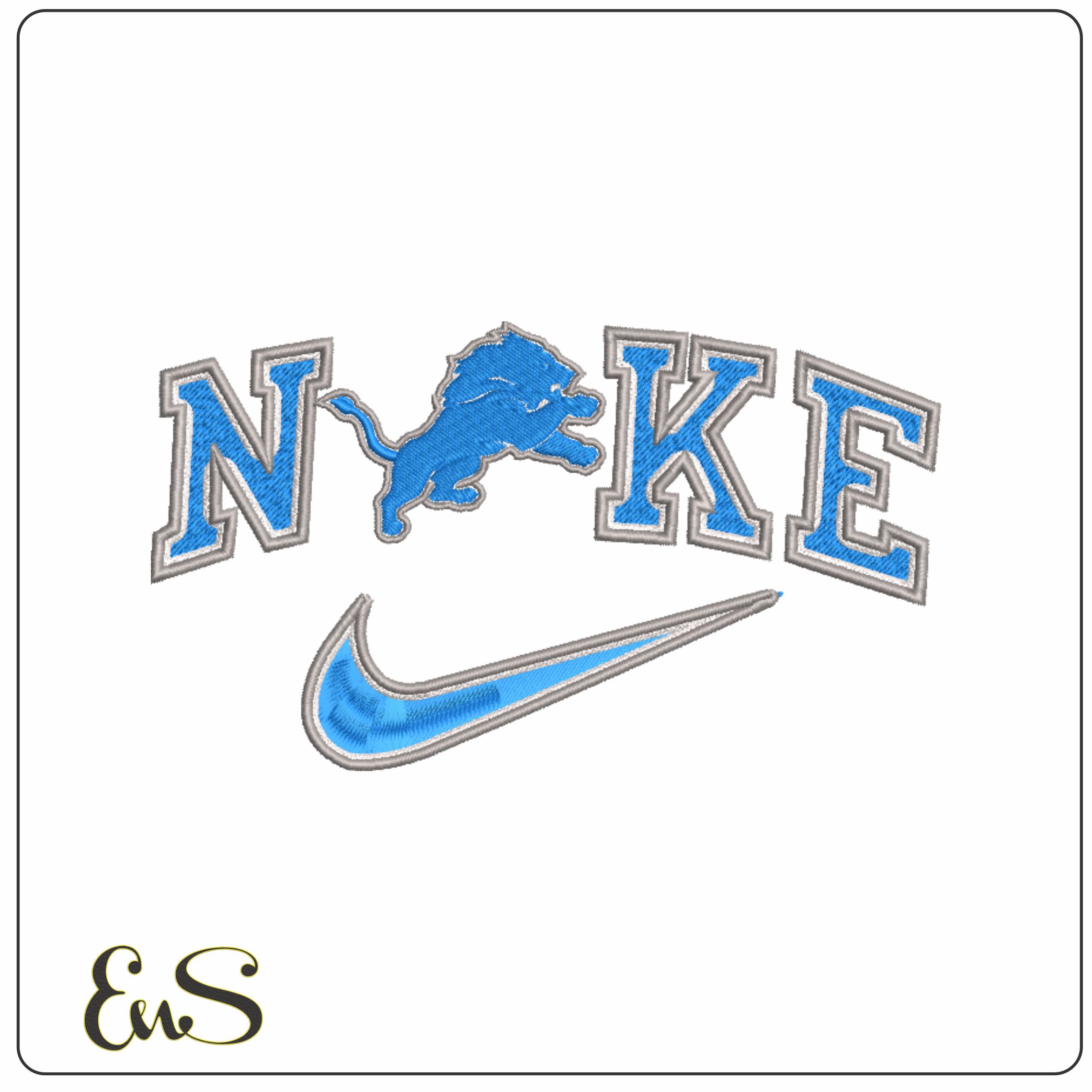 Nike Swoosh Detroit Lions - NFL embroidery design file - instant download