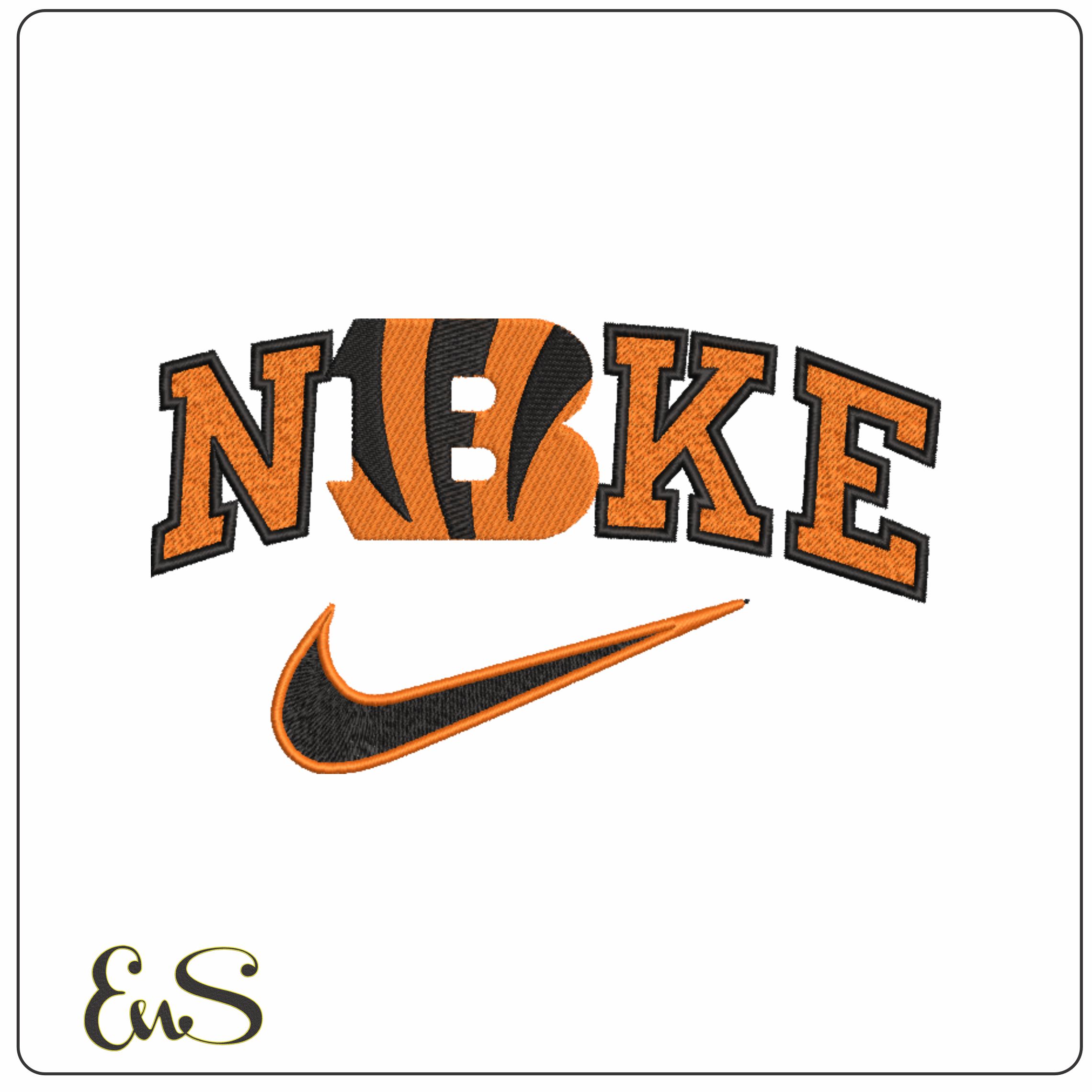 Nike Swoosh Cincinnati Bengals - NFL embroidery design file - instant download