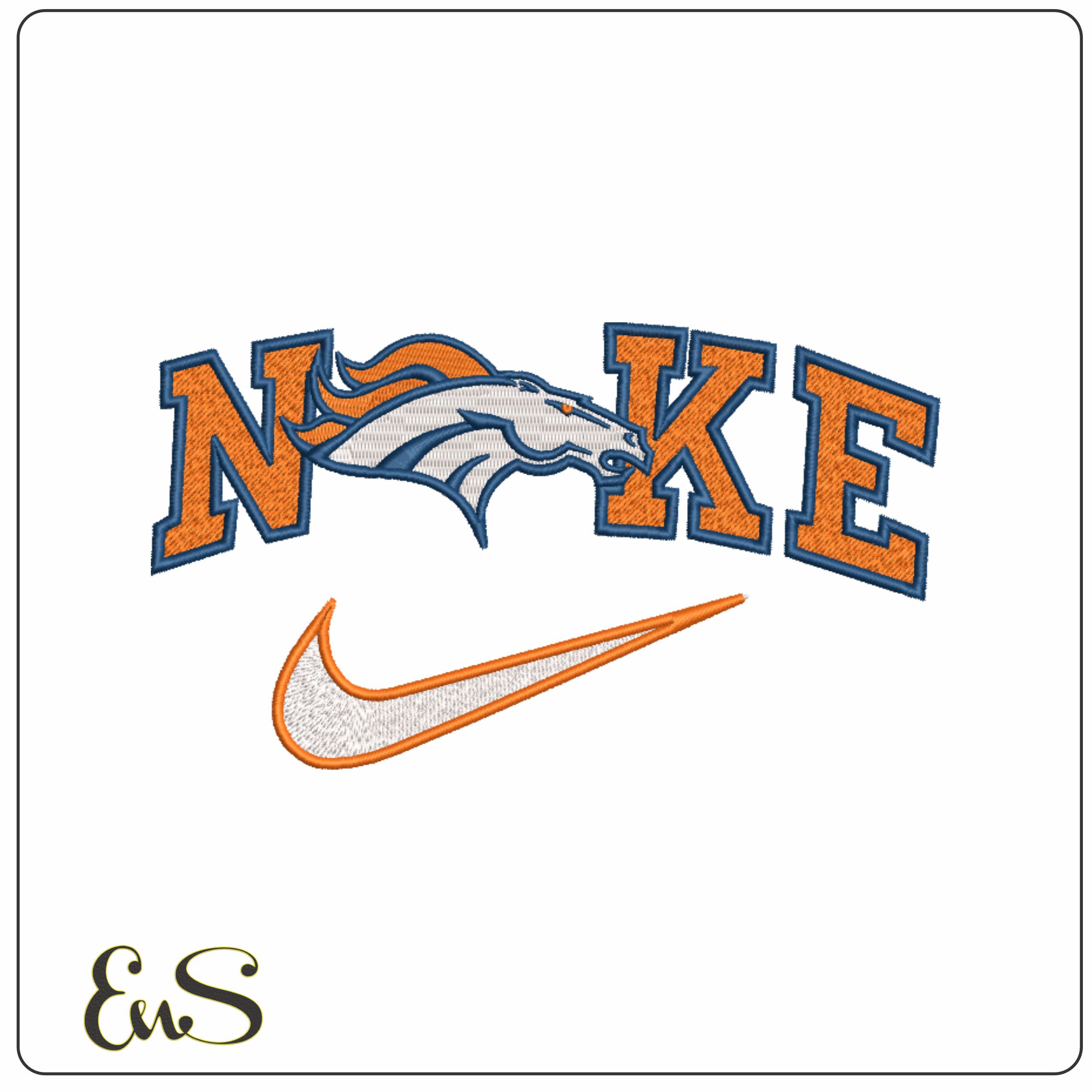 Nike Swoosh Denver Broncos - NFL embroidery design file - instant download