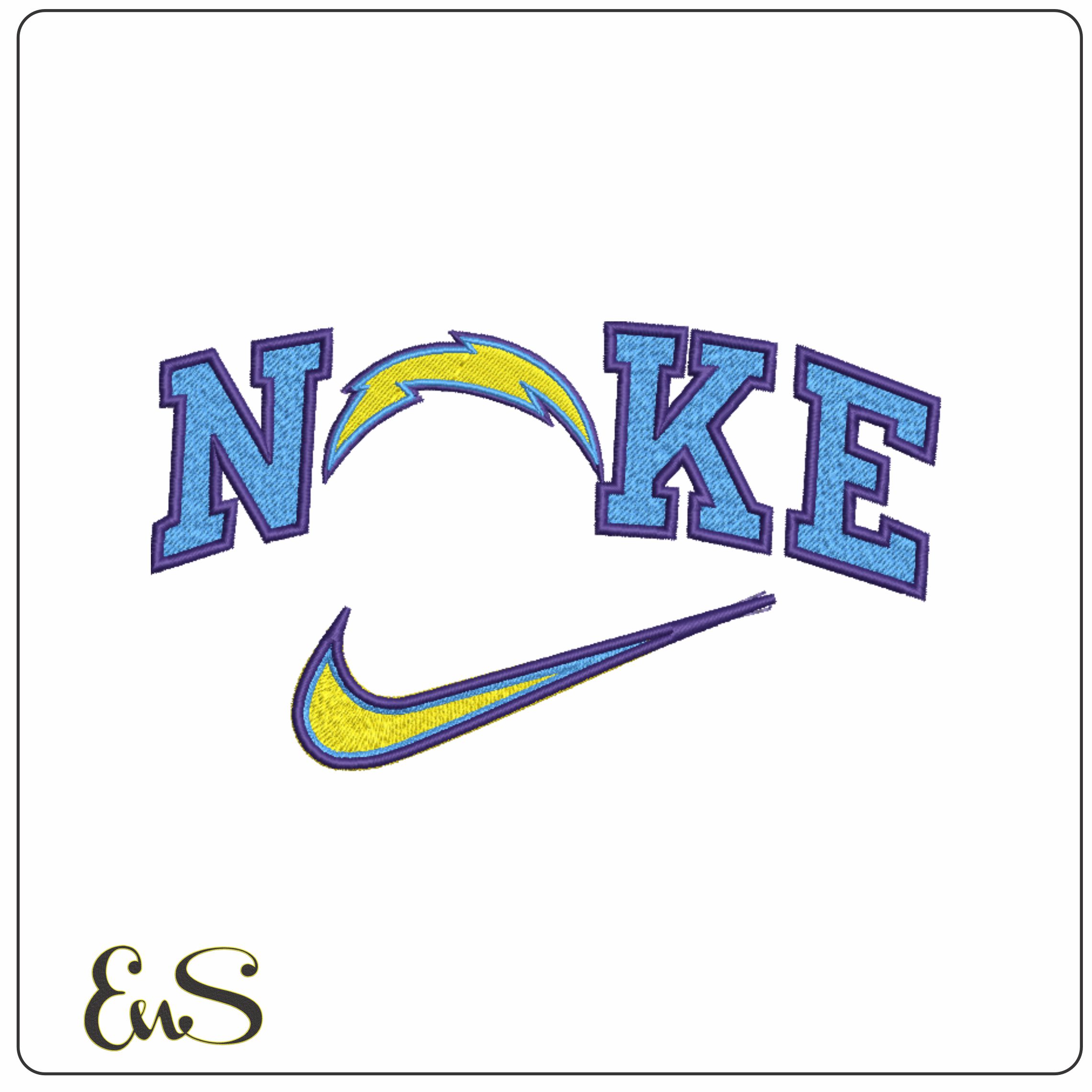 Nike Swoosh Los Angeles Chargers - NFL embroidery design file - instant download