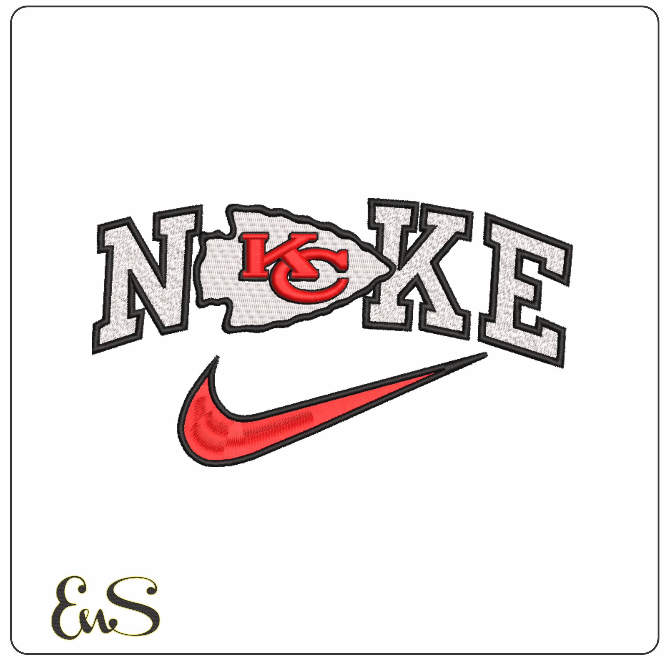 Nike Swoosh Kansas City Chiefs - NFL embroidery design file - instant download