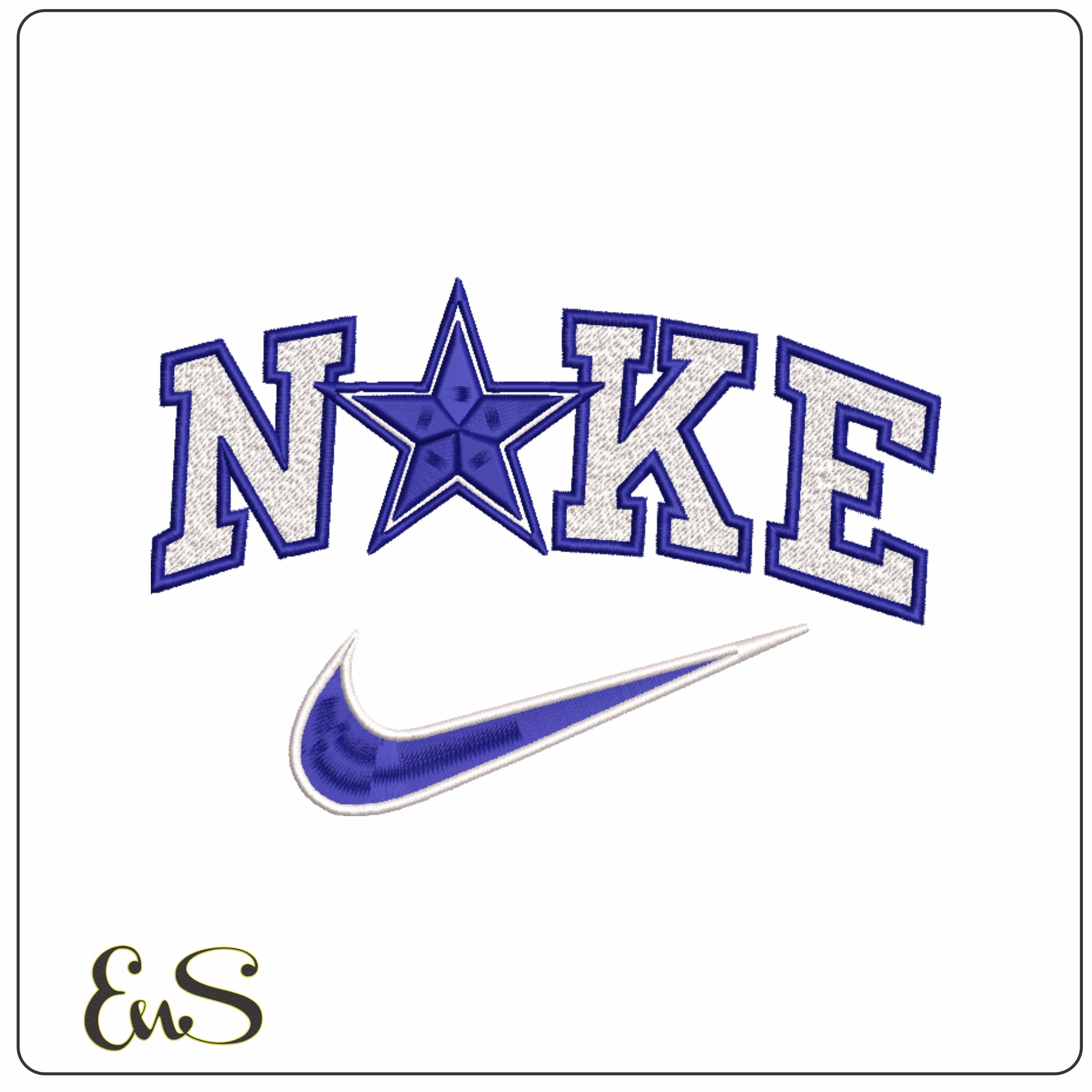 Nike Swoosh Dallas Cowboys - NFL embroidery design file - instant download