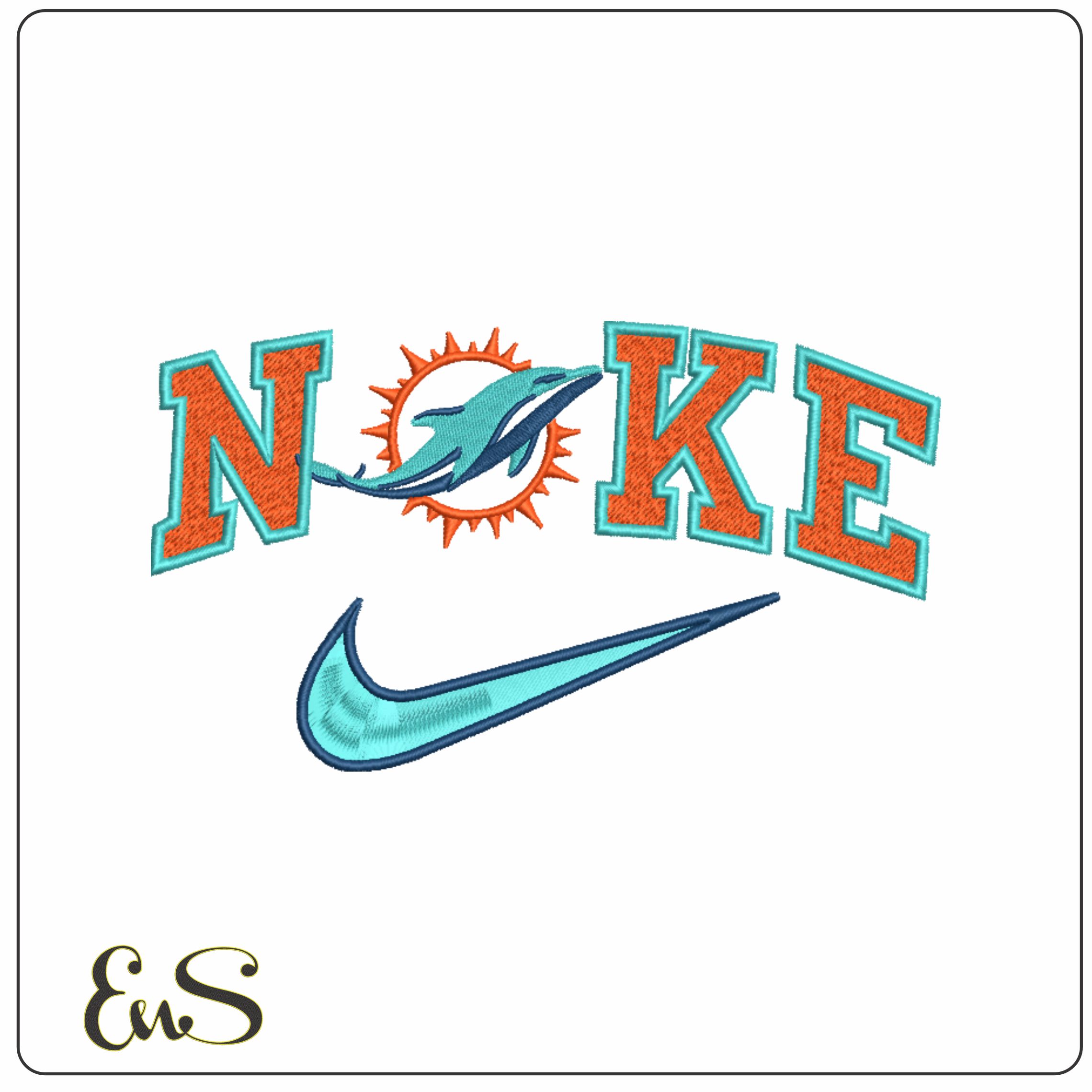 Nike Swoosh Miami Dolphins - NFL embroidery design file - instant download