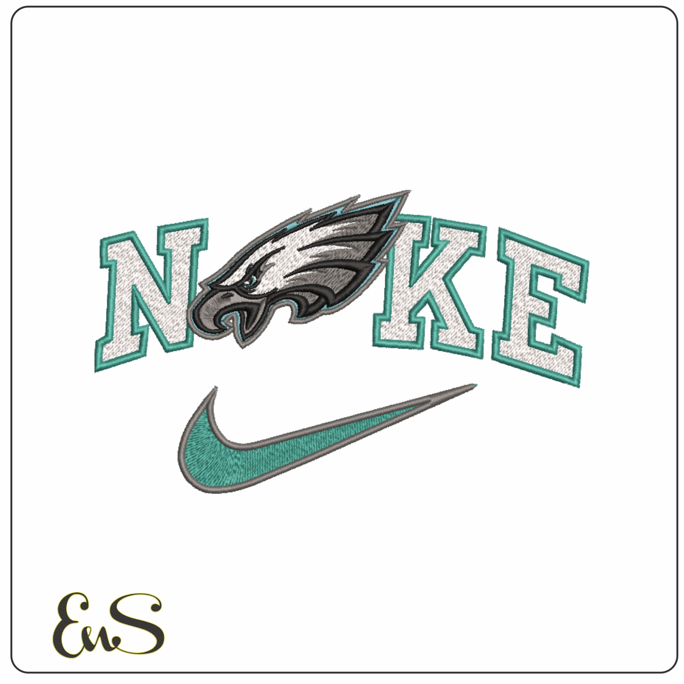 Nike Swoosh Philadelphia Eagles - NFL embroidery design file - instant download