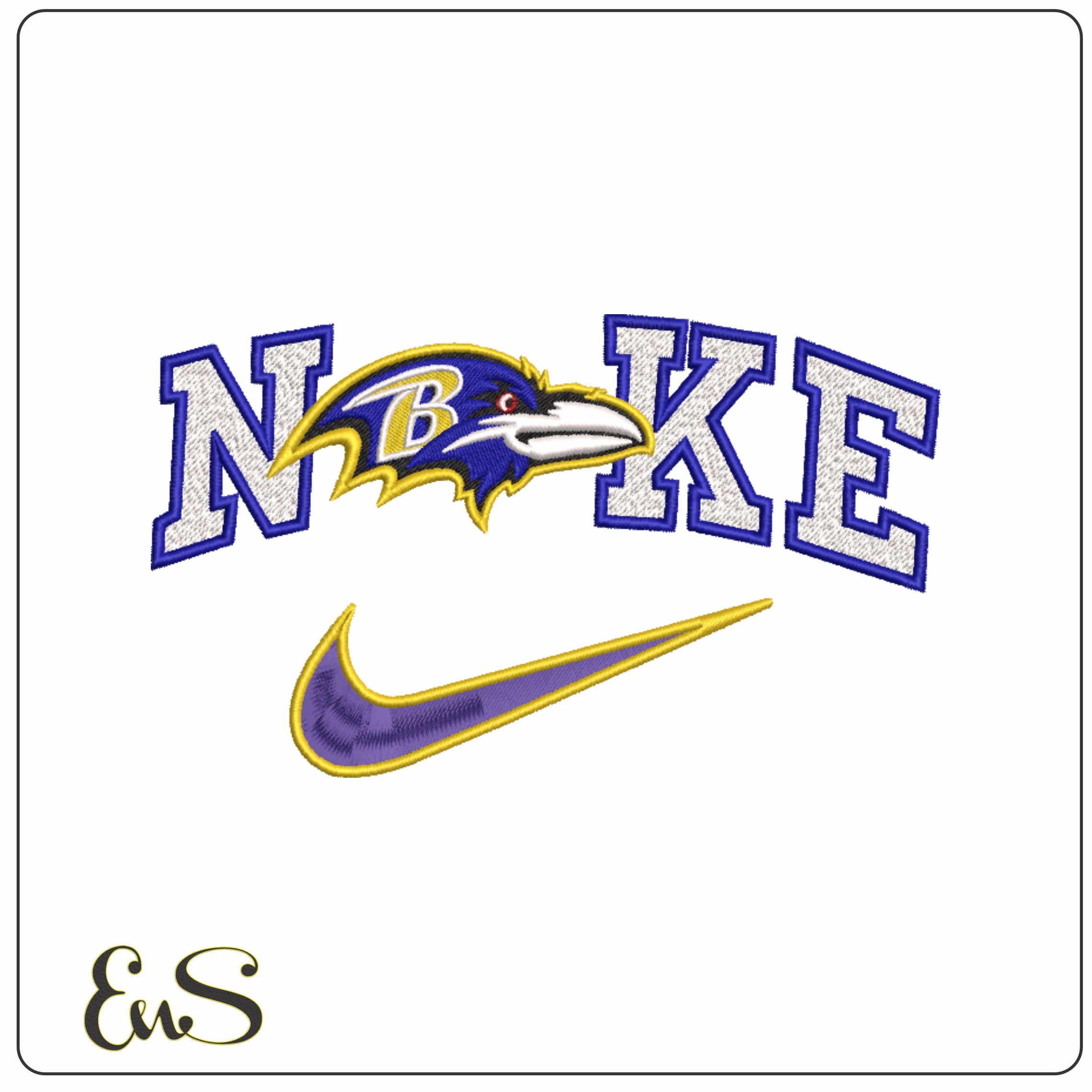 Nike Swoosh Baltimore Ravens  - NFL embroidery design file - instant download
