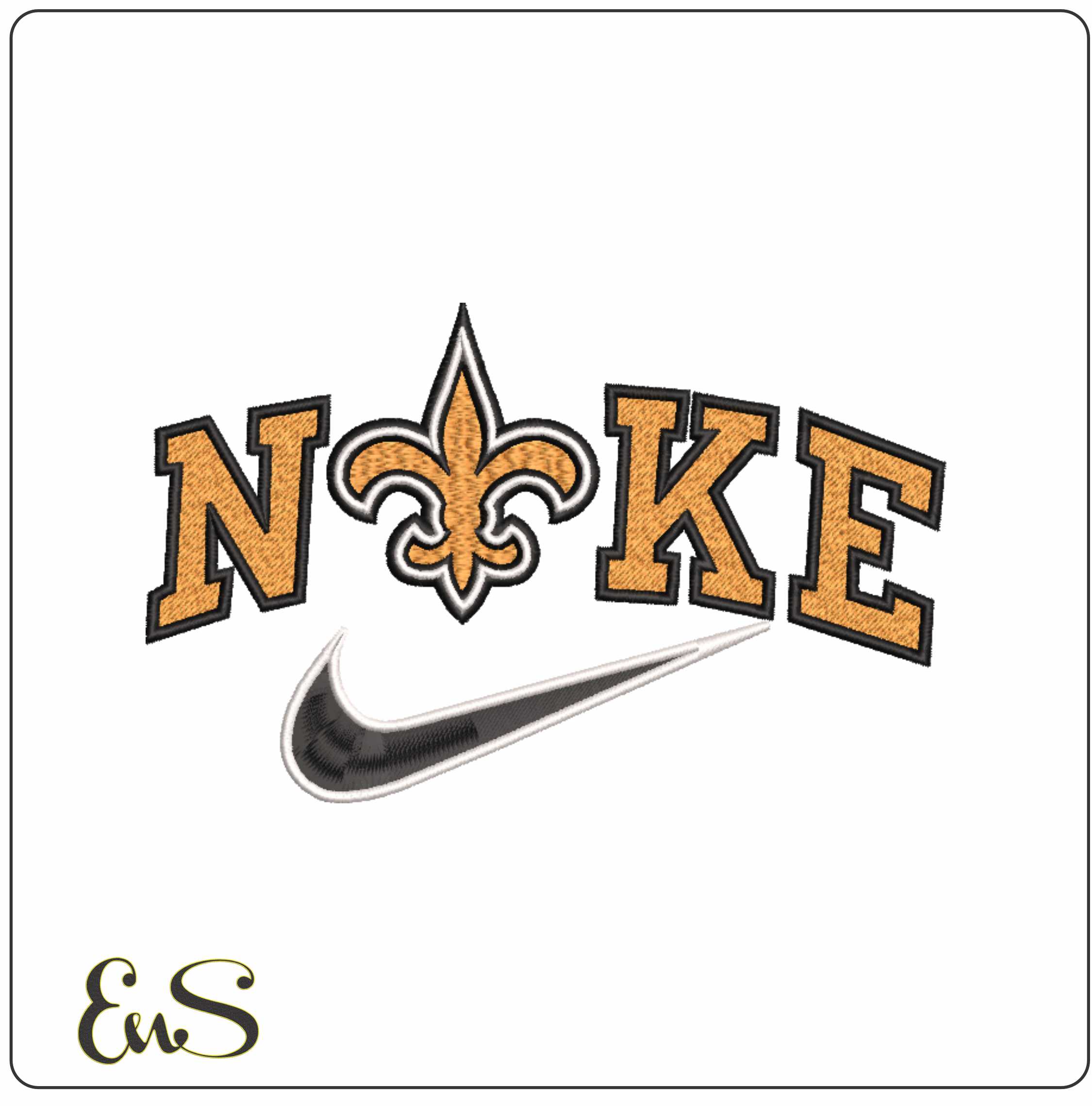 Nike Swoosh New Orleans Saints - NFL embroidery design file - instant download