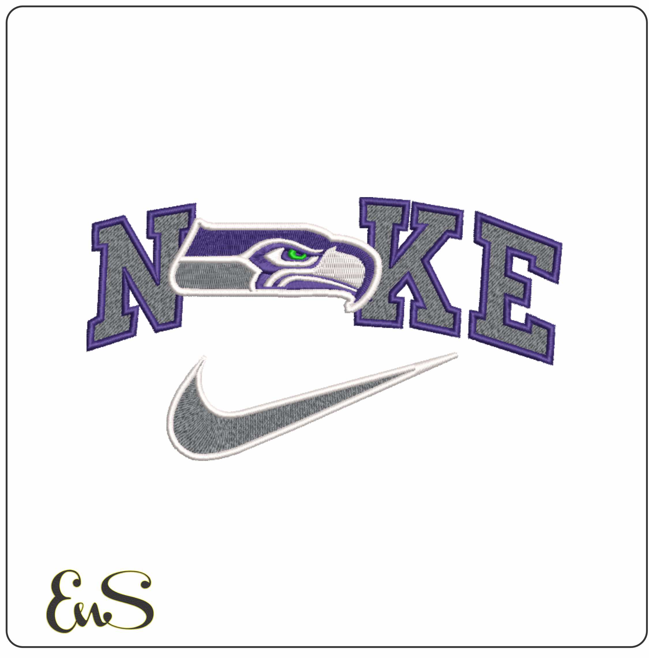 Nike Swoosh Seattle Seahawks  - NFL embroidery design file - instant download