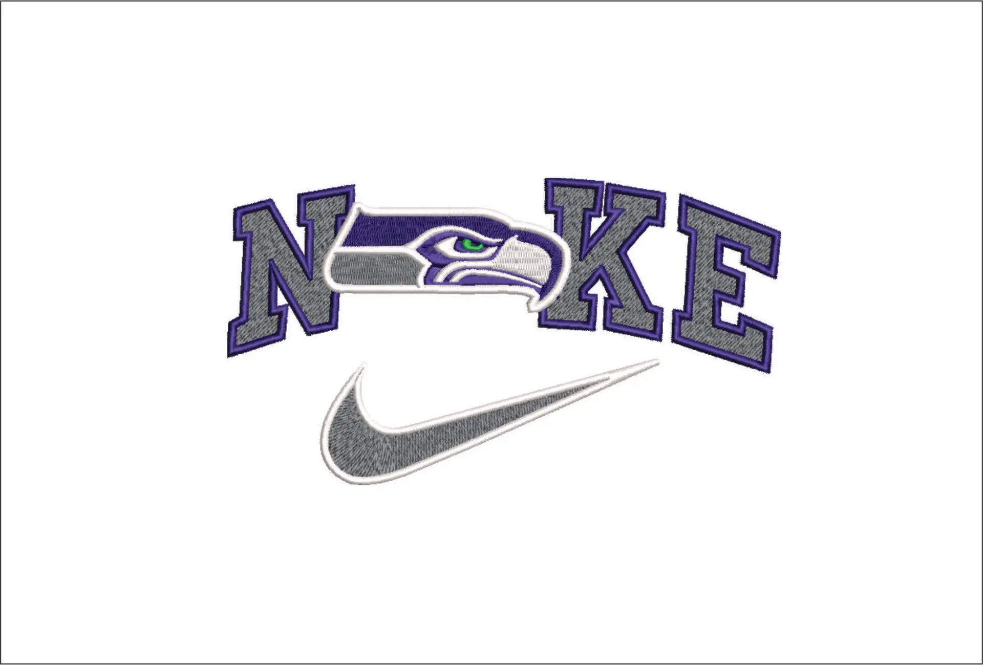 Nike Swoosh Seattle Seahawks  - NFL embroidery design file - instant download
