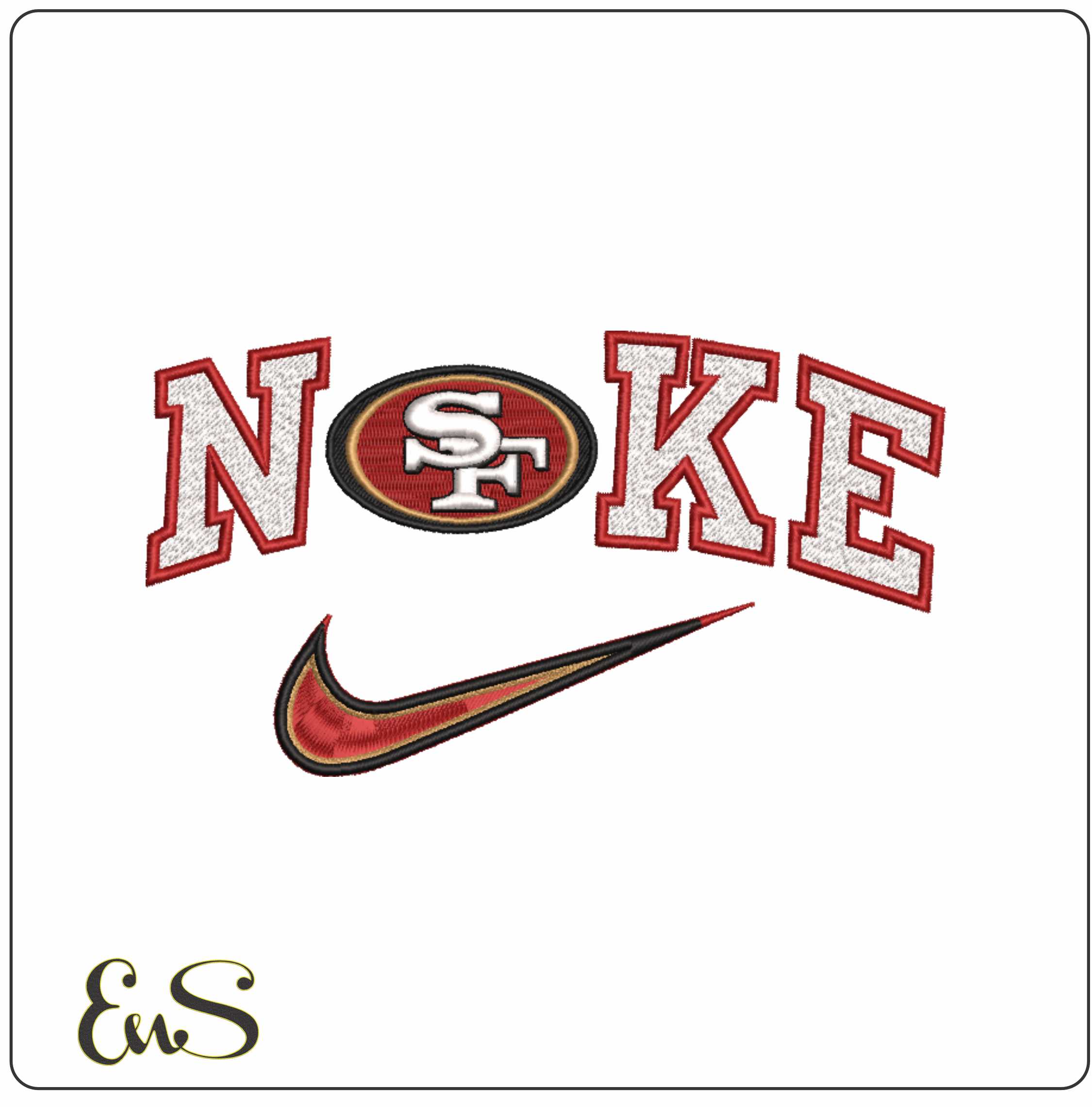 Nike Swoosh San Francisco 49 ers - NFL embroidery design file - instant download