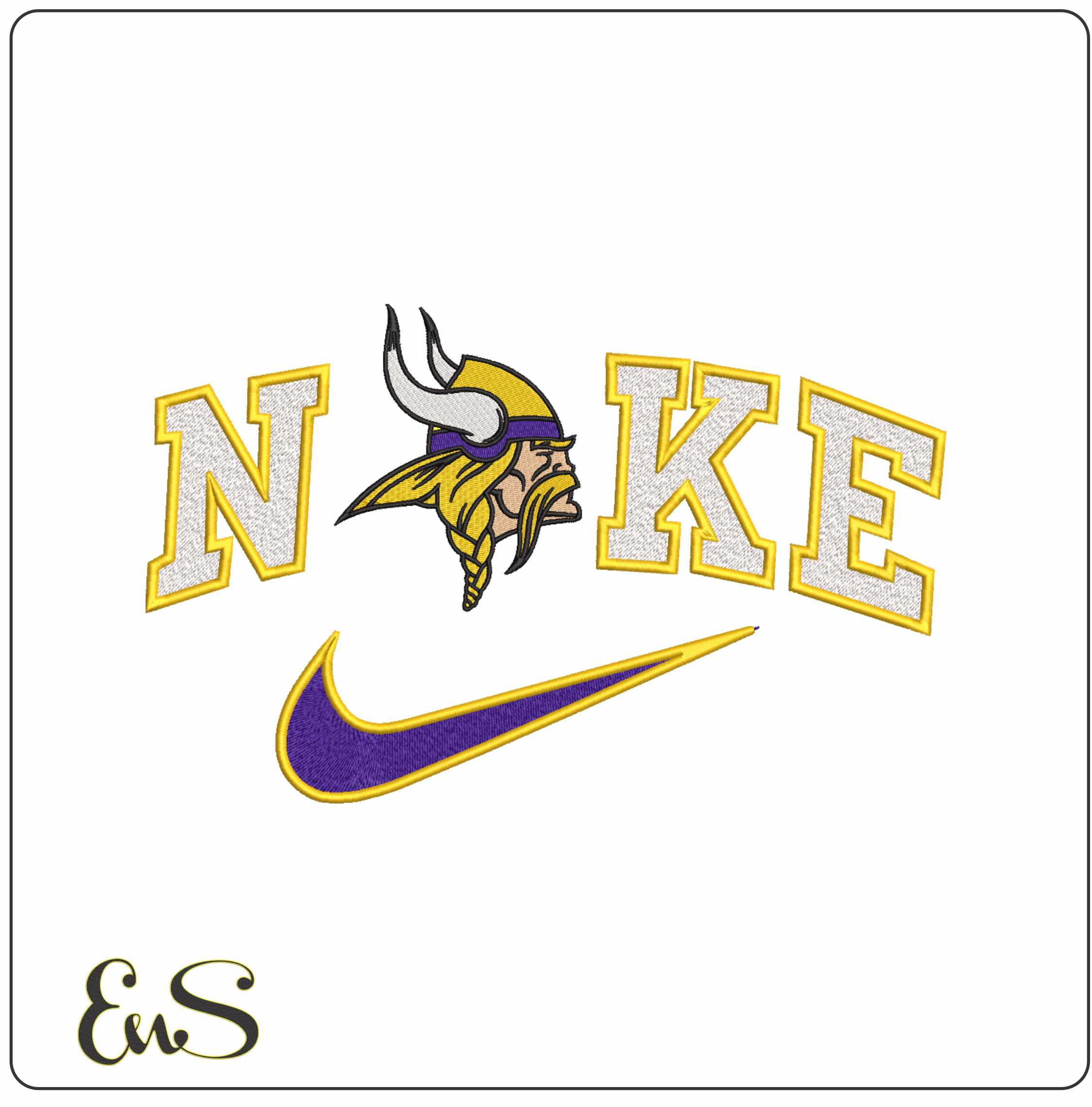 Nike Swoosh Minnesota Vikings - NFL embroidery design file - instant download