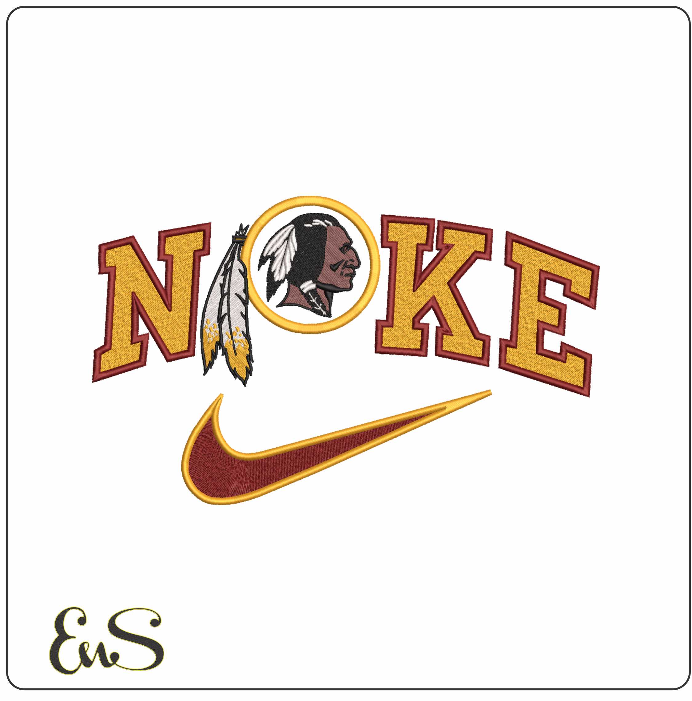 Nike Swoosh Washington Redskins - NFL embroidery design file - instant download