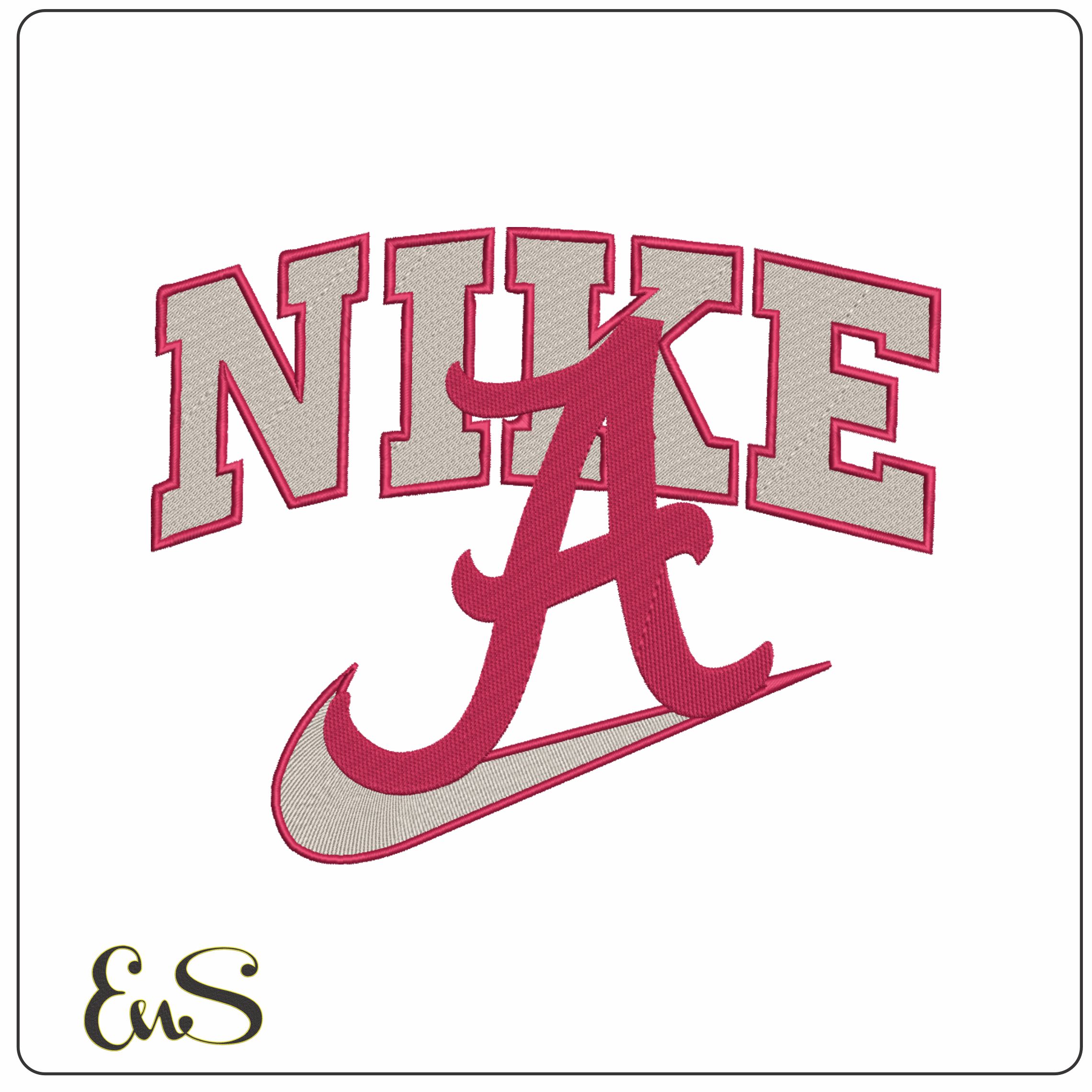 Nike Swoosh Alabama A's - NCAA embroidery design file - instant download