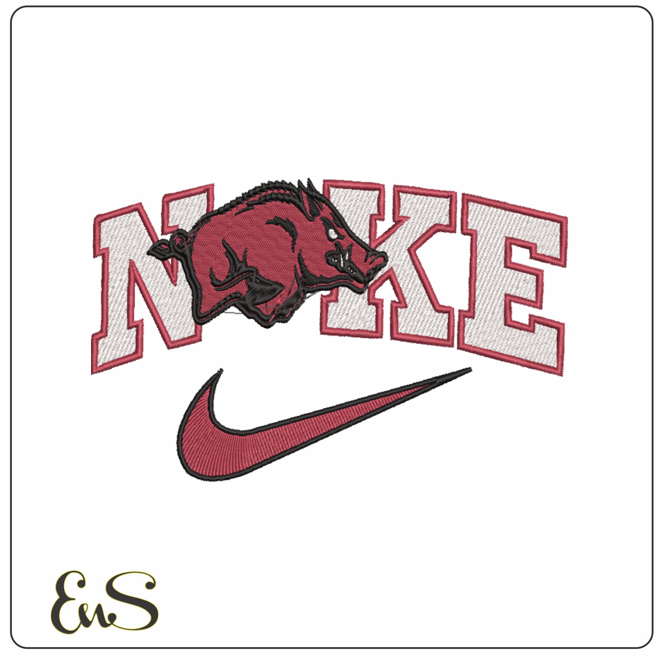Nike Swoosh Arkansas Razorbacks - NCAA embroidery design file - instant download