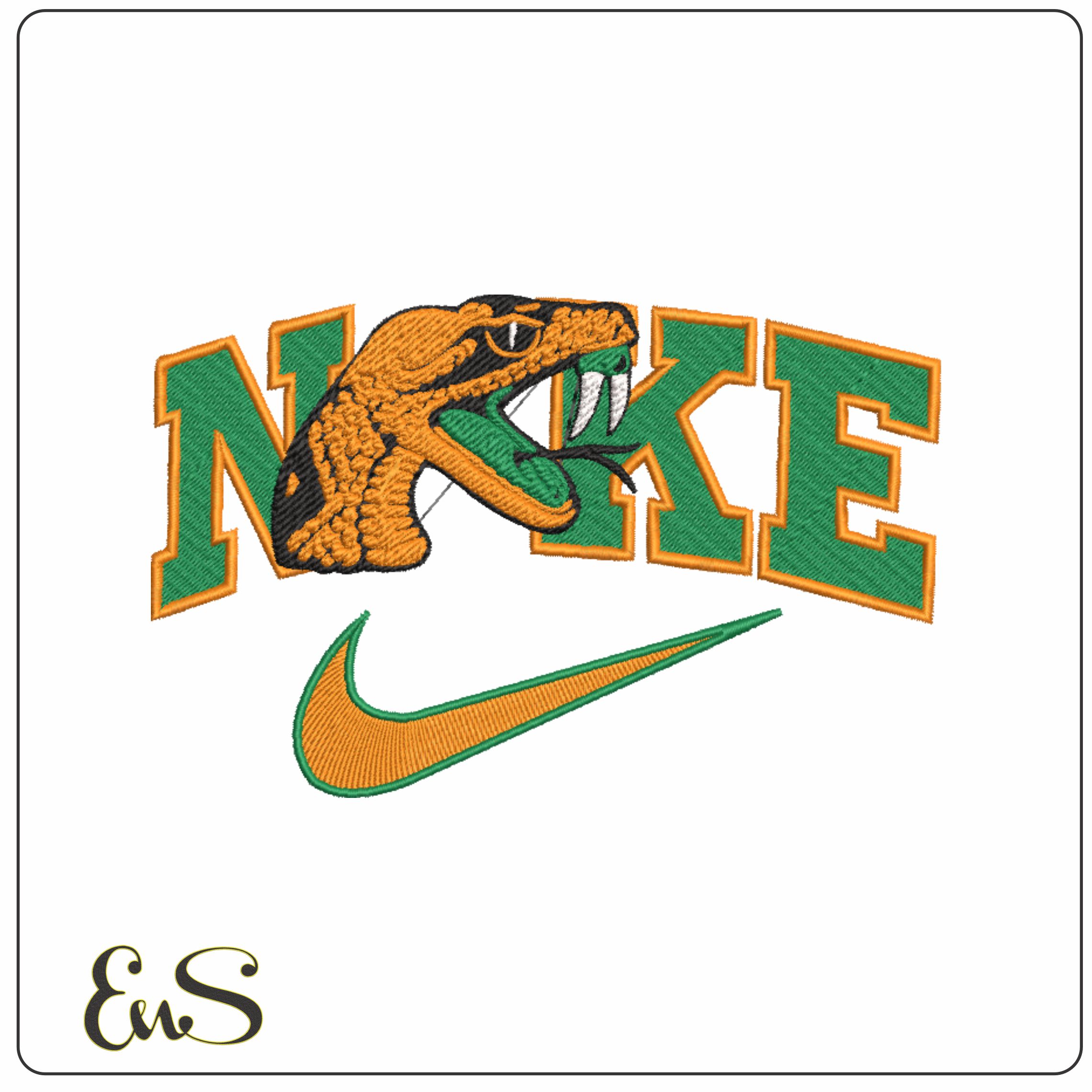 Nike Swoosh Florida AM Rattlers - NCAA embroidery design file - instant download