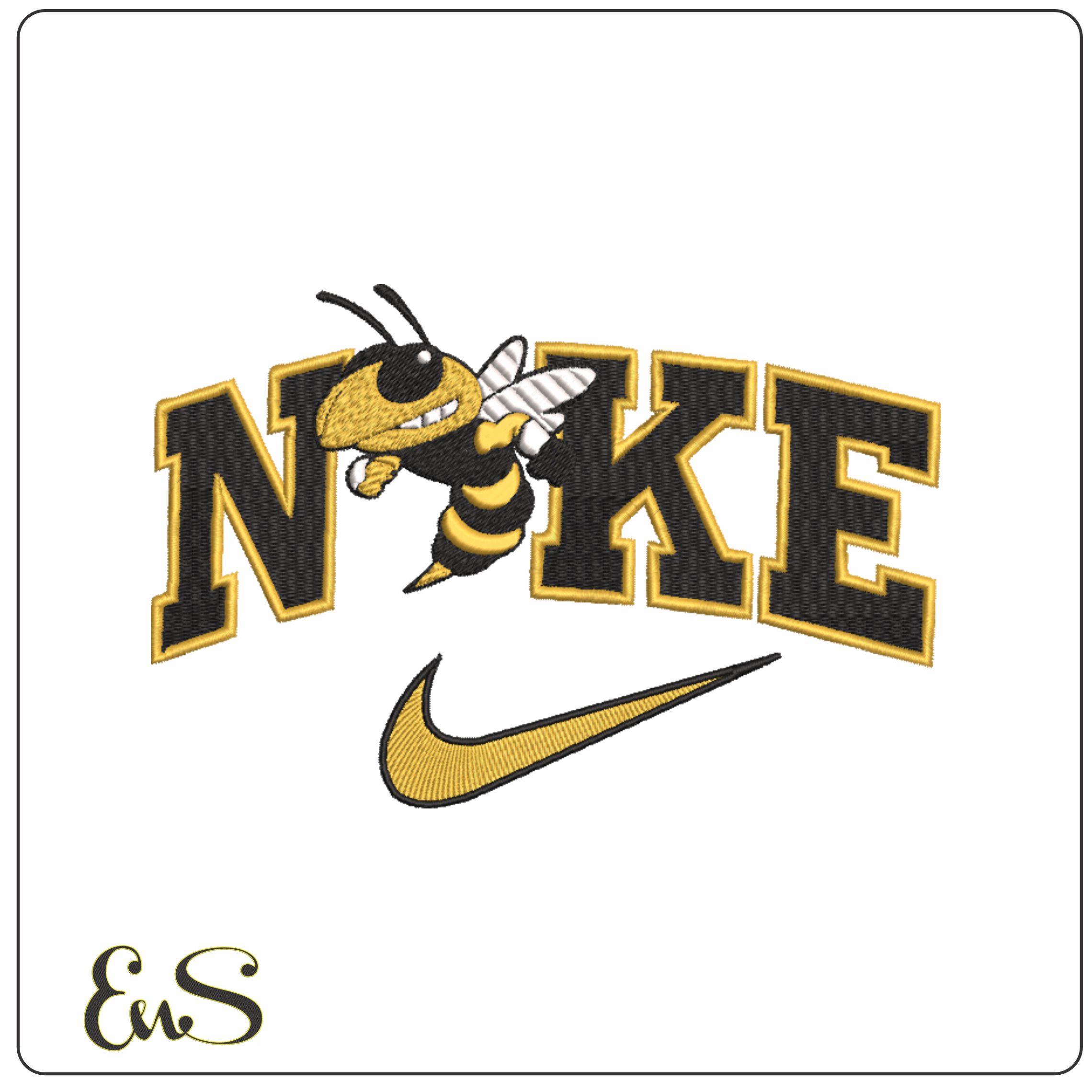 Nike Swoosh Georgia Tech Yellow Jackets - Bulldogs - NCAA embroidery design file - instant download